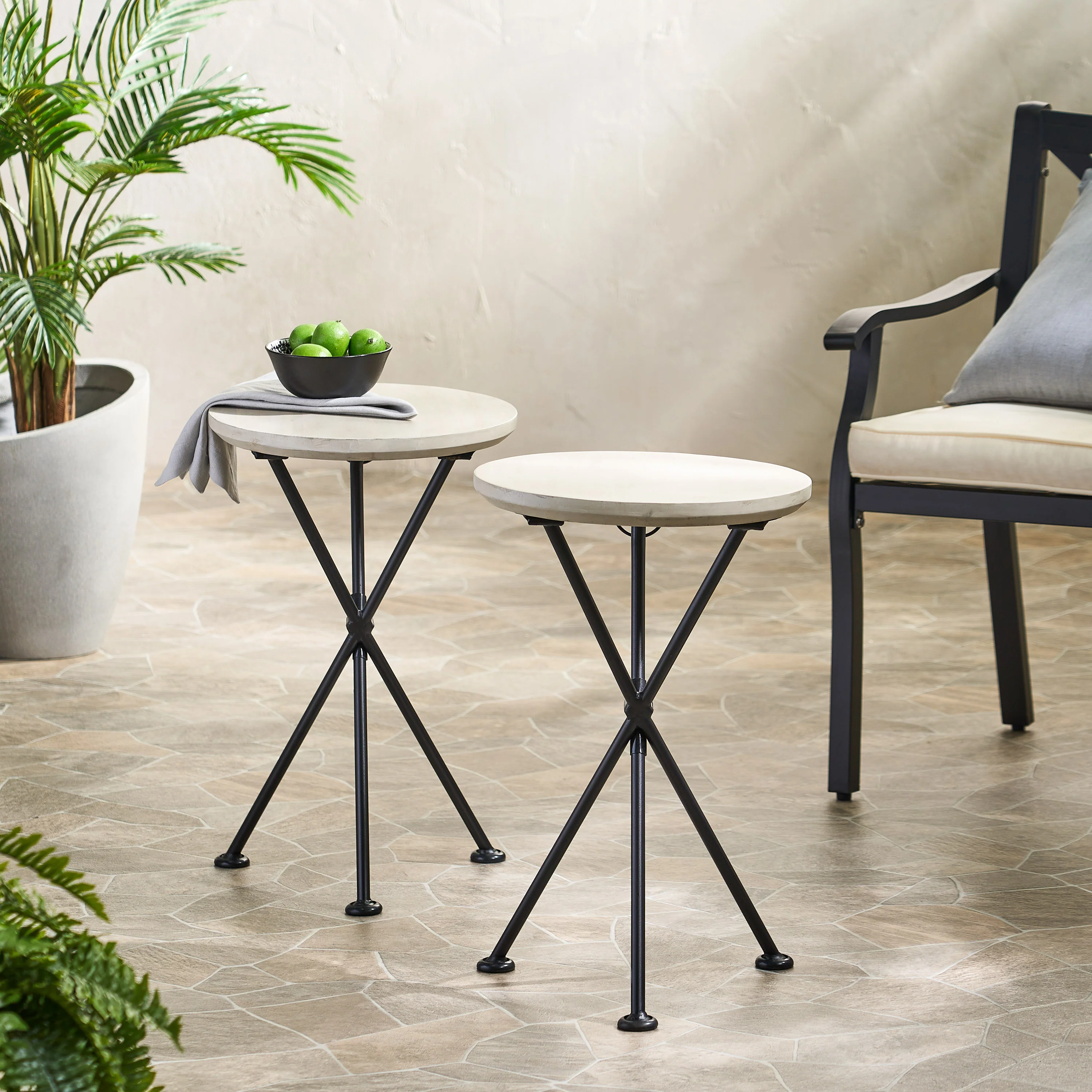 Nasir Outdoor Portable Foldable Light Grey Finished Acacia Wood Side Table - furnishings