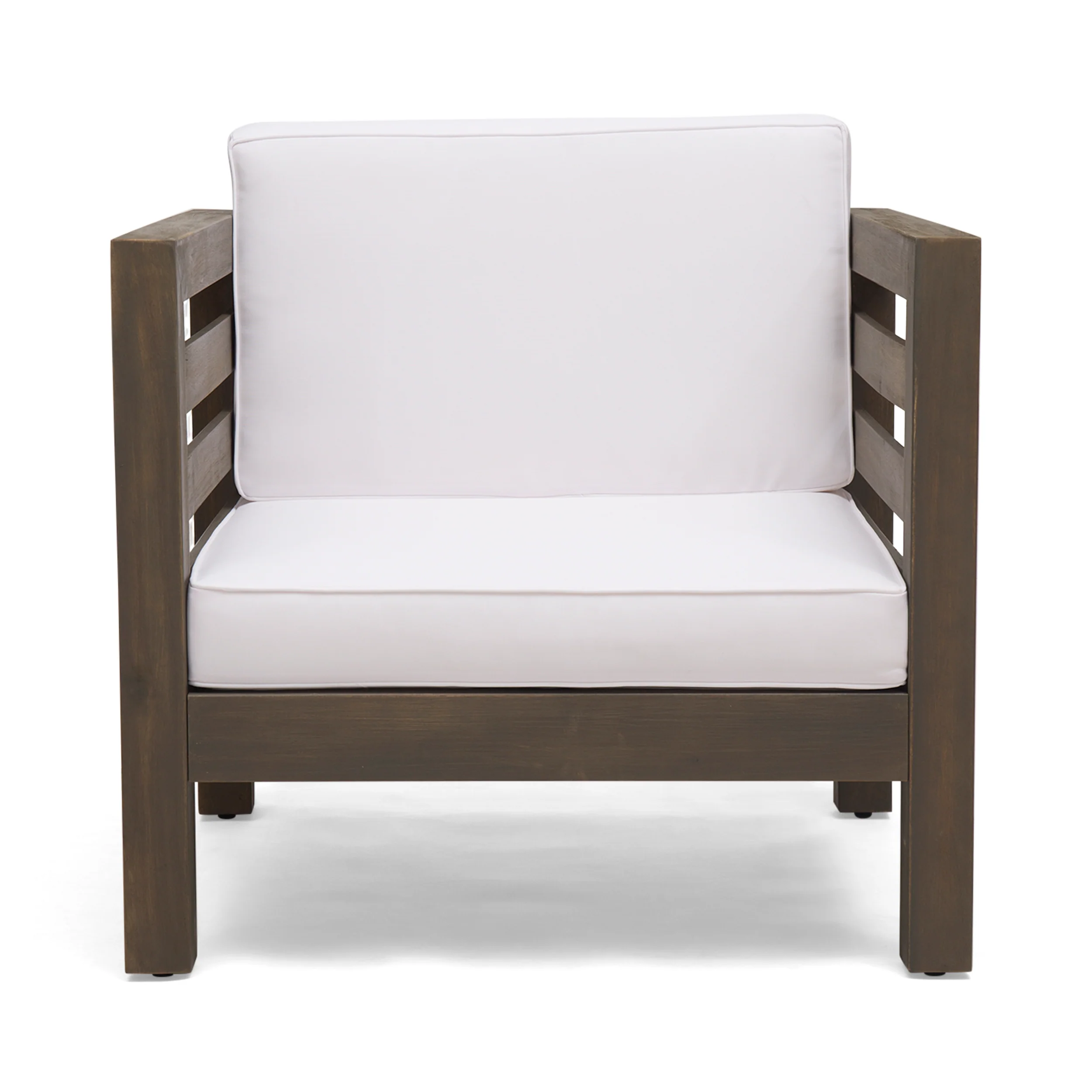 Louise Outdoor Acacia Wood Club Chair with Cushion - furnishings