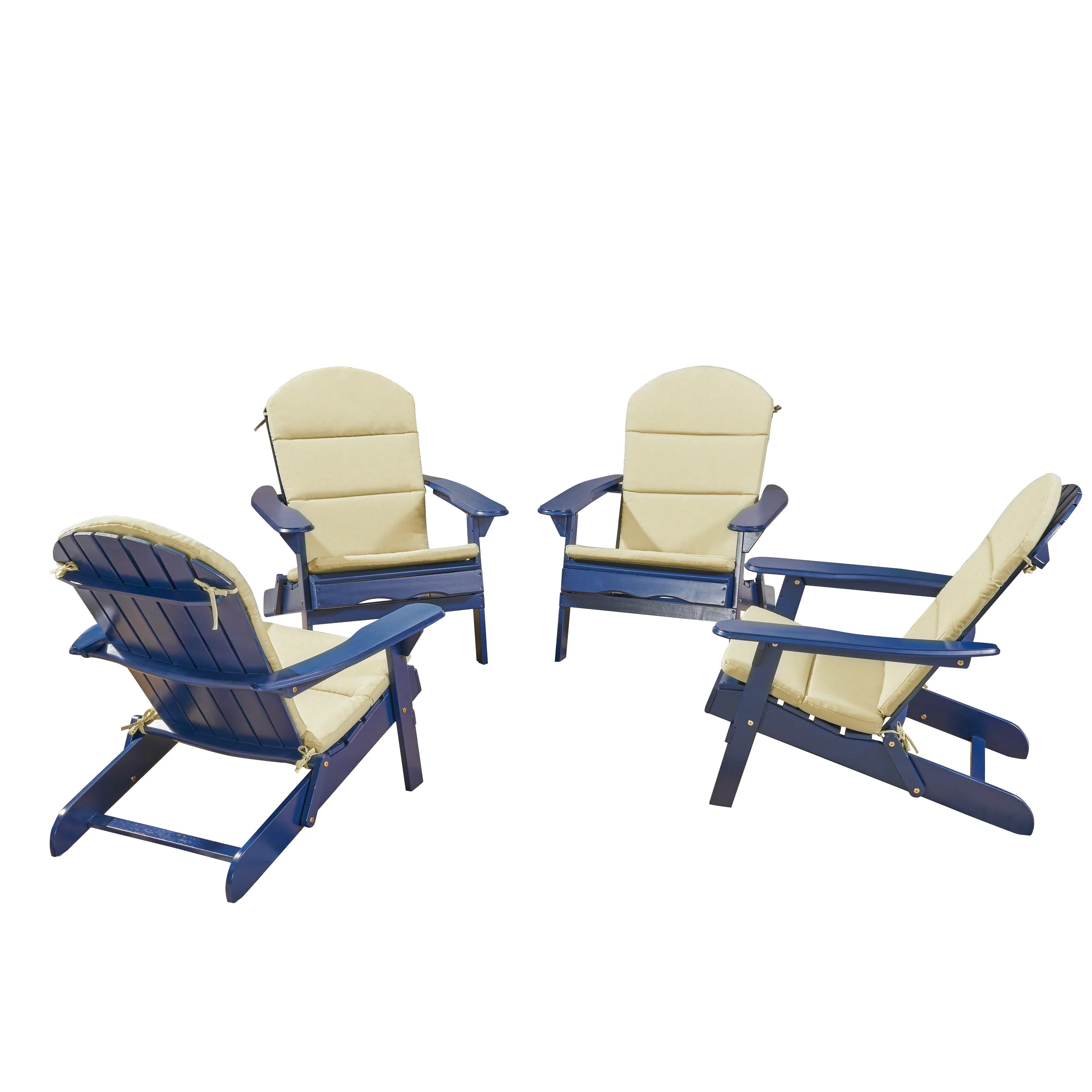 Nelie Outdoor Acacia Wood Folding Adirondack Chairs with Cushions - furnishings