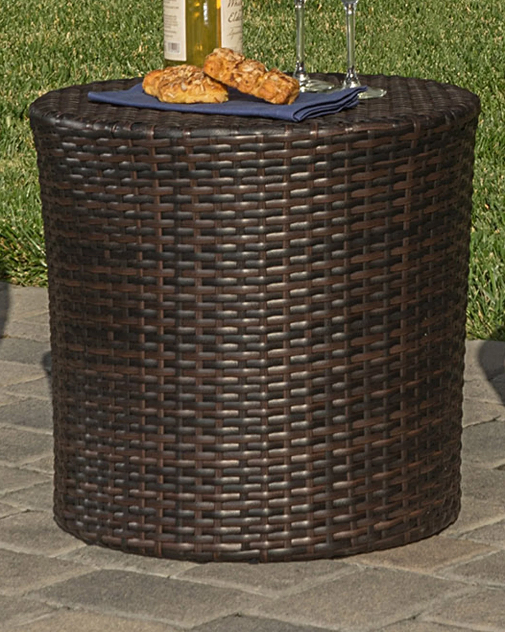 Vestavia Outdoors Brown Wicker 3 Piece Stacking Chair Chat Set - furnishings