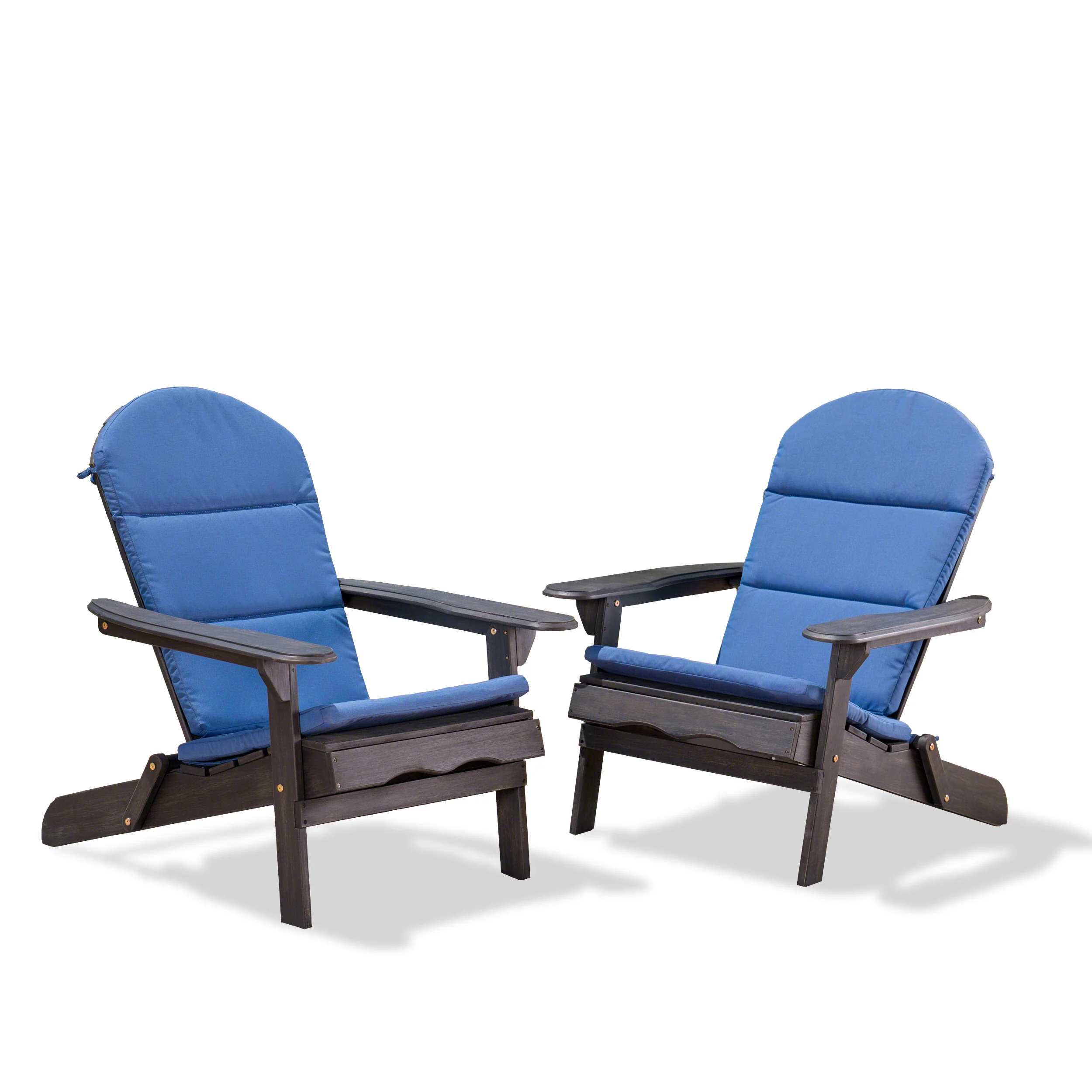 Nelie Outdoor Acacia Wood Folding Adirondack Chairs with Cushions - furnishings