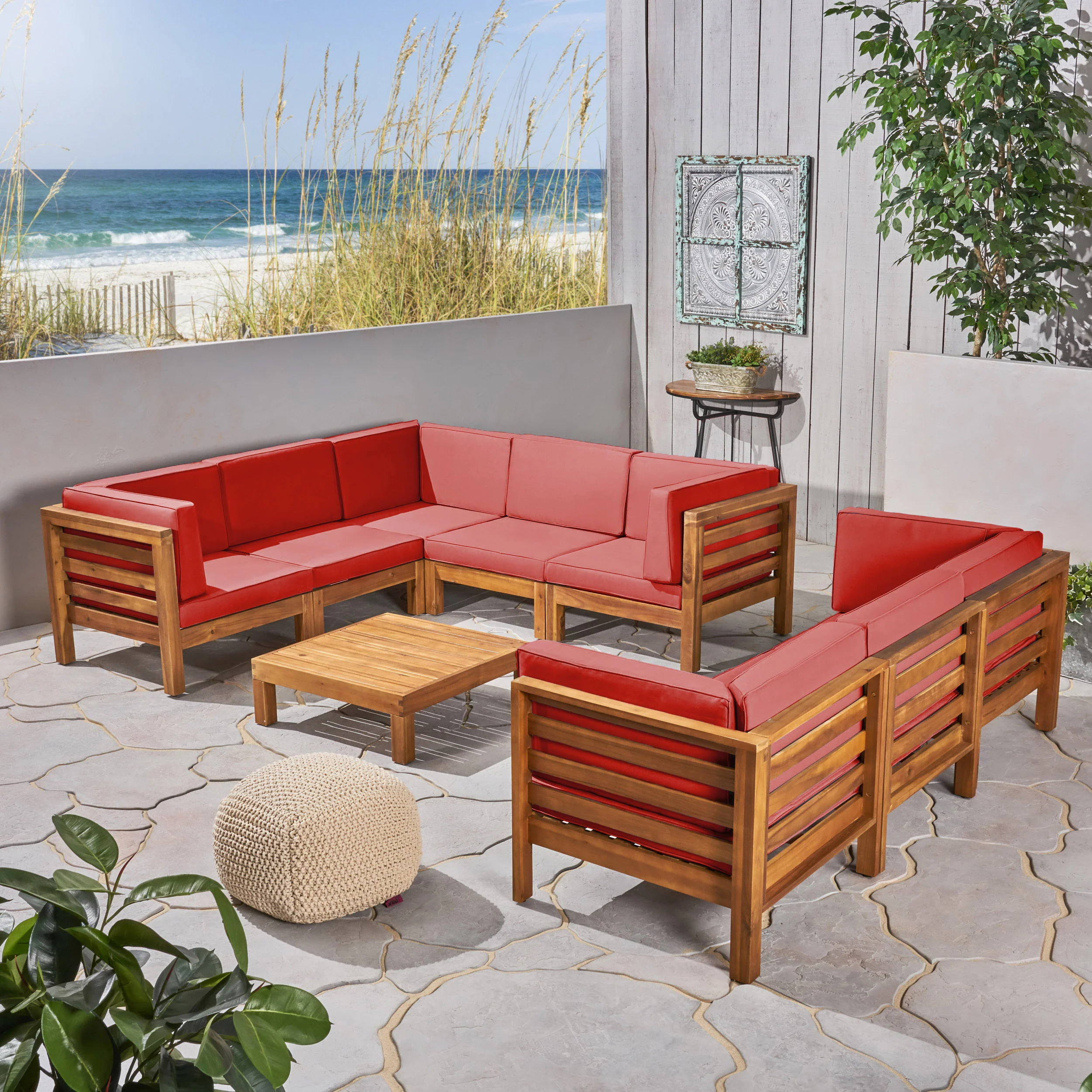 Ravello Outdoor Sectional Sofa Set with Coffee Table - furnishings