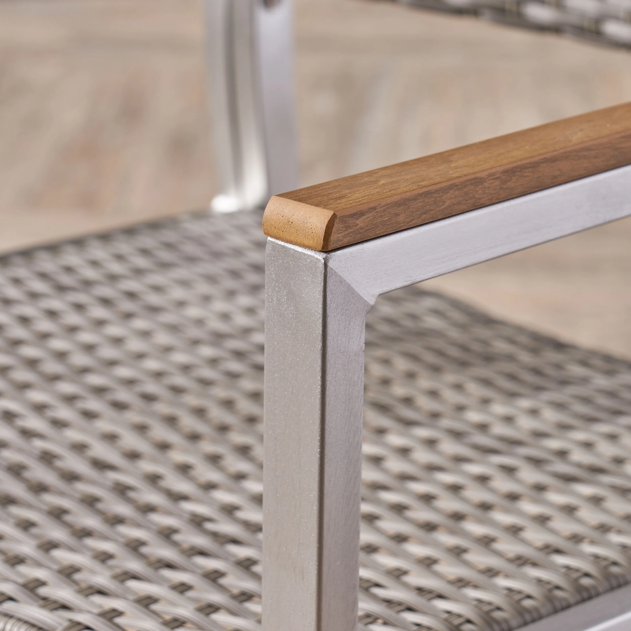 Swarthmore Outdoor Aluminum Dining Chairs with Faux Wood Accents - furnishings