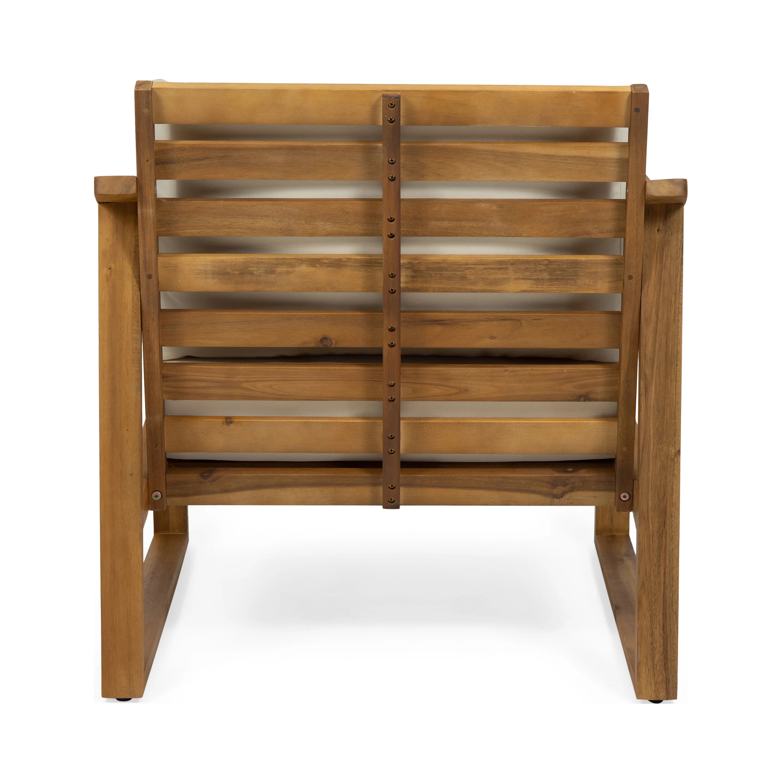 Johnlucas Outdoor Acacia Wood Club Chairs with Water Resistant Cushions (Set of 2) - furnishings