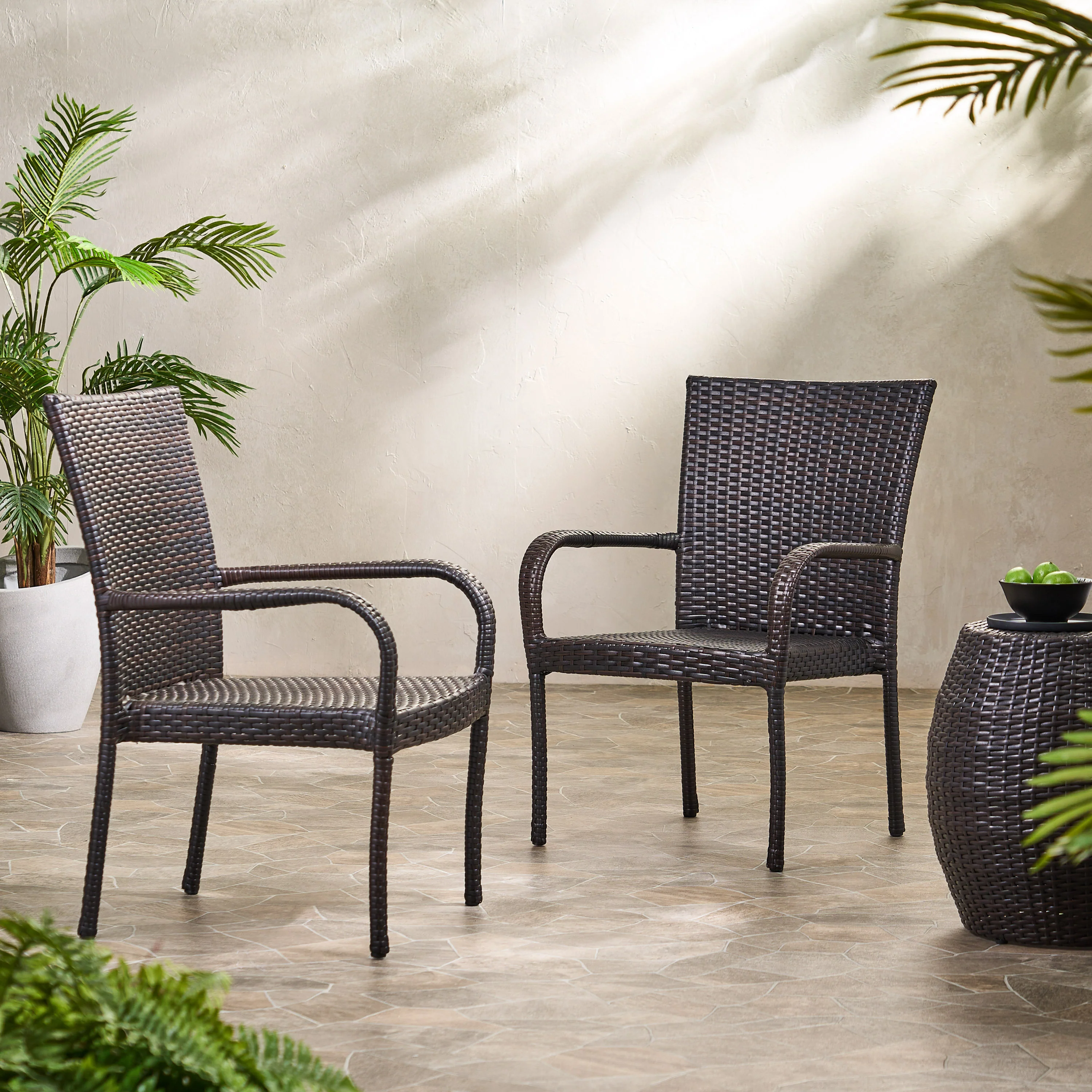 Orlando Outdoor 3 Piece Wicker Chat Set - furnishings