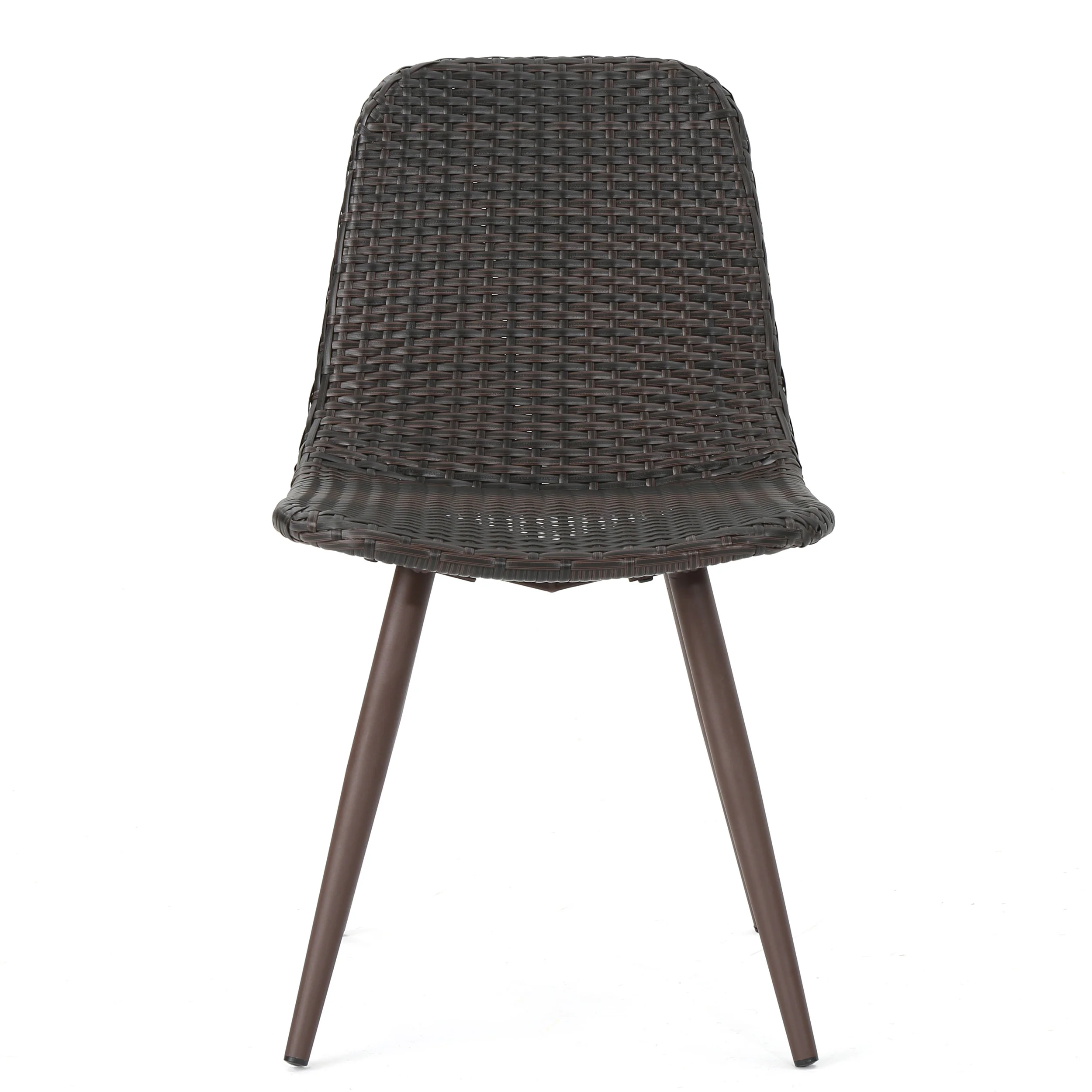 Gilda Outdoor Multibrown Wicker Dining Chairs with Dark Brown Powder Coated Legs - furnishings