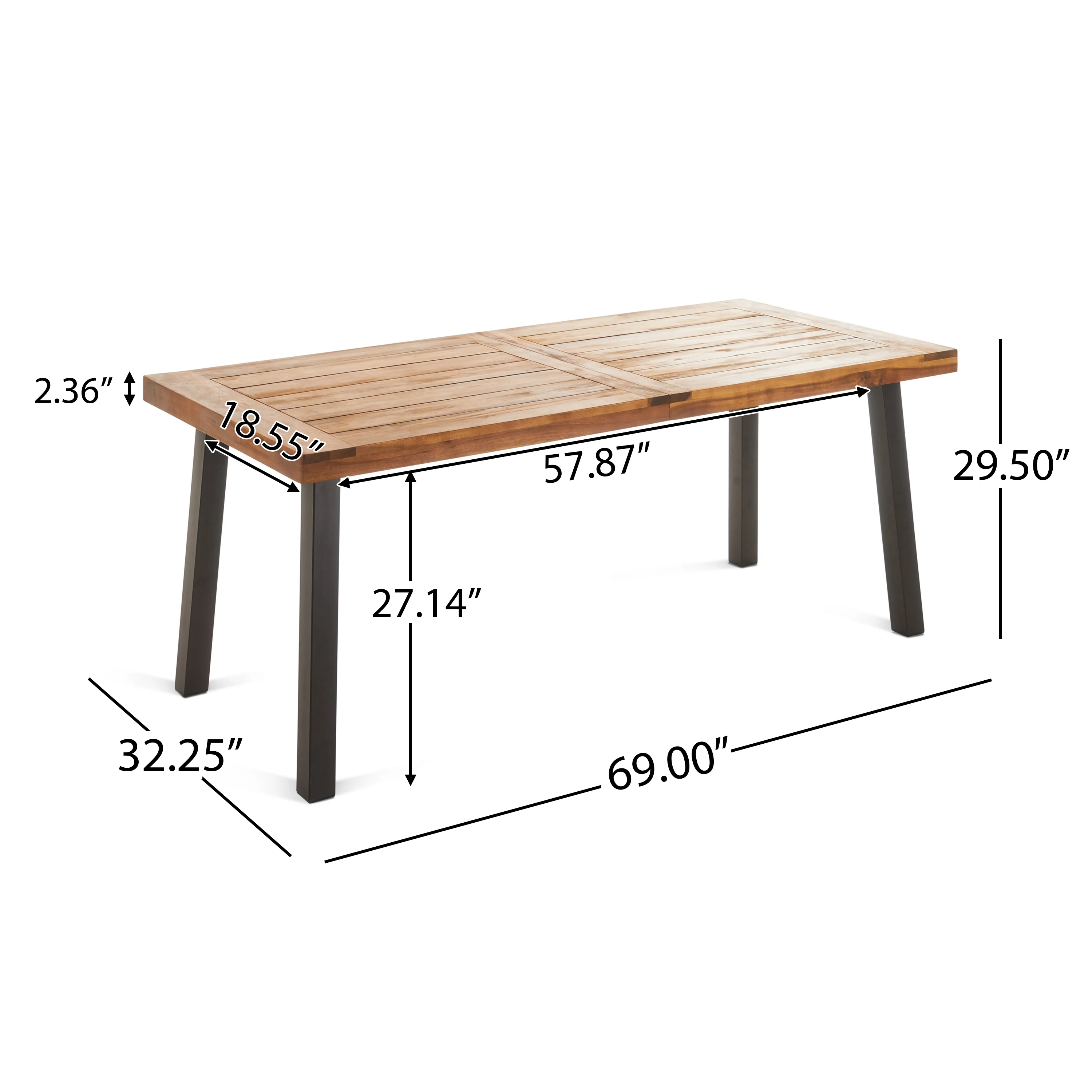 Chitwood Indoor Modern Industrial Acacia Wood Dining Table, Natural and Rustic Metal - furnishings