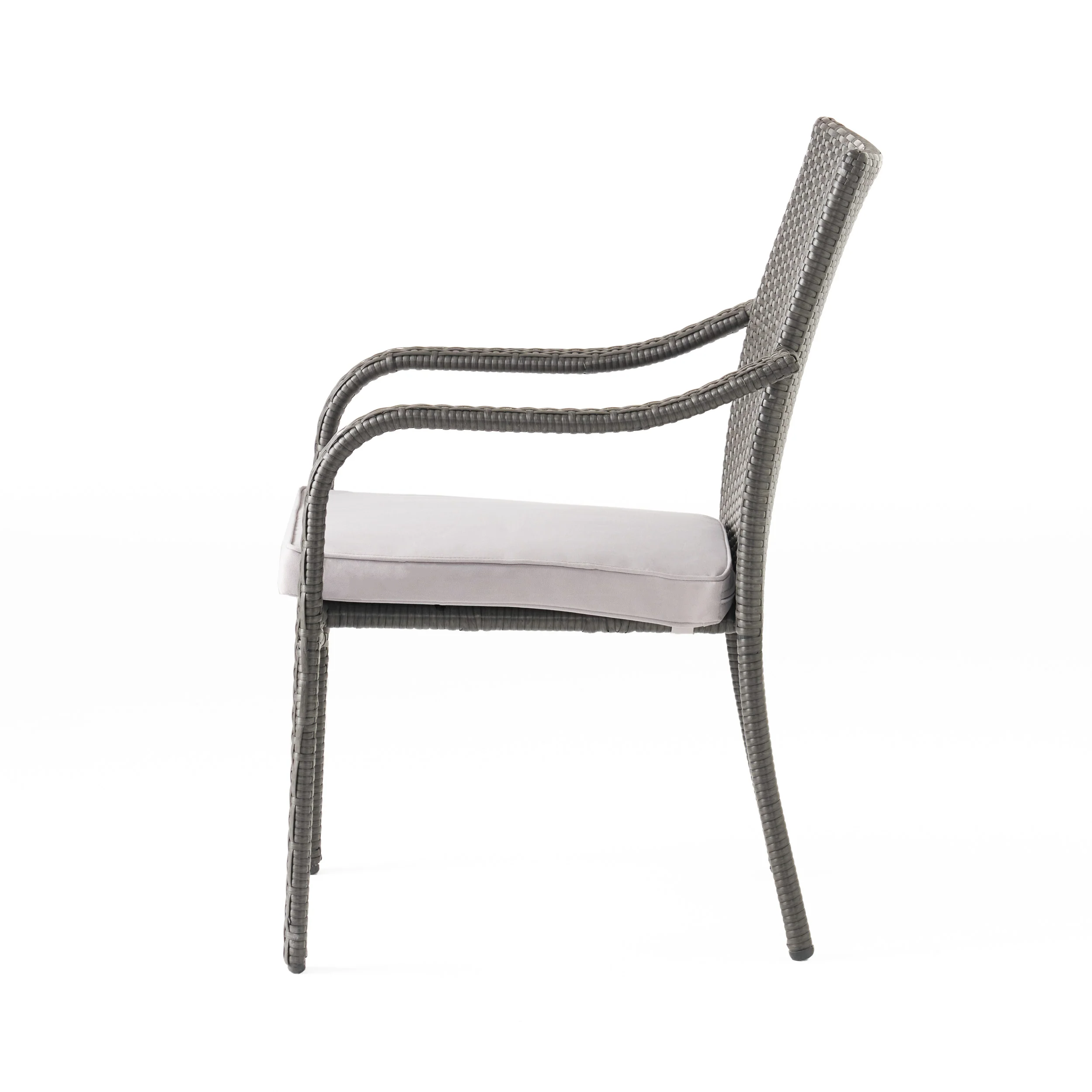 San Miguel Grey Wicker Stackable Patio Armchairs (Set of 4) - furnishings
