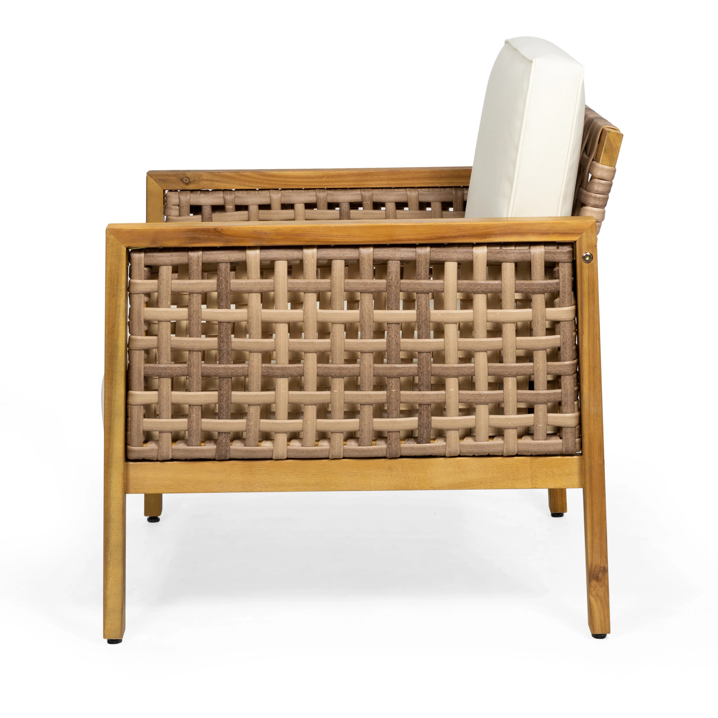 Maycen Outdoor Acacia Wood and Wicker Club Chair - furnishings