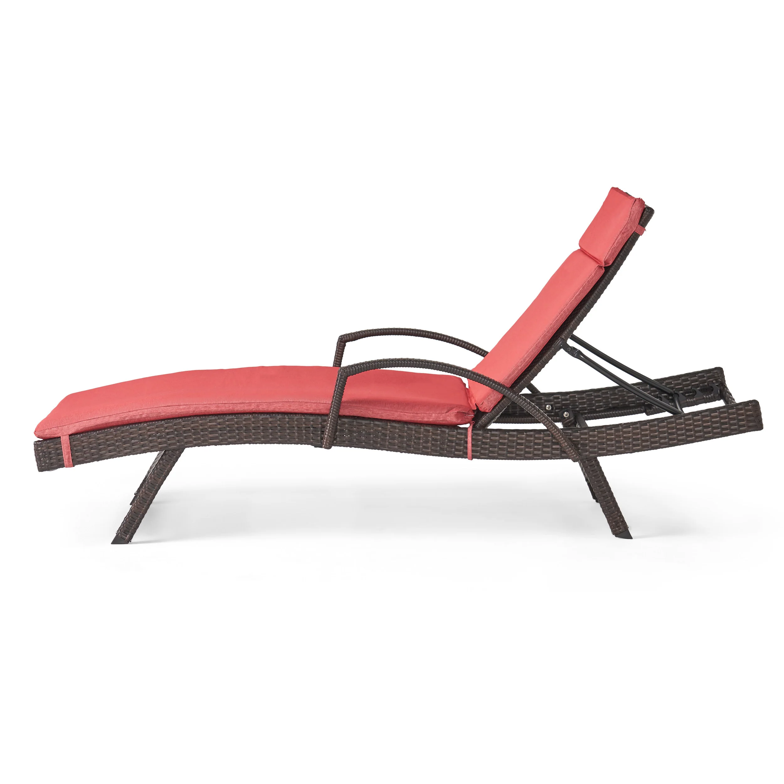 Lakeport Outdoor Adjustable Armed Chaise Lounge Chair w/ Cushion - furnishings