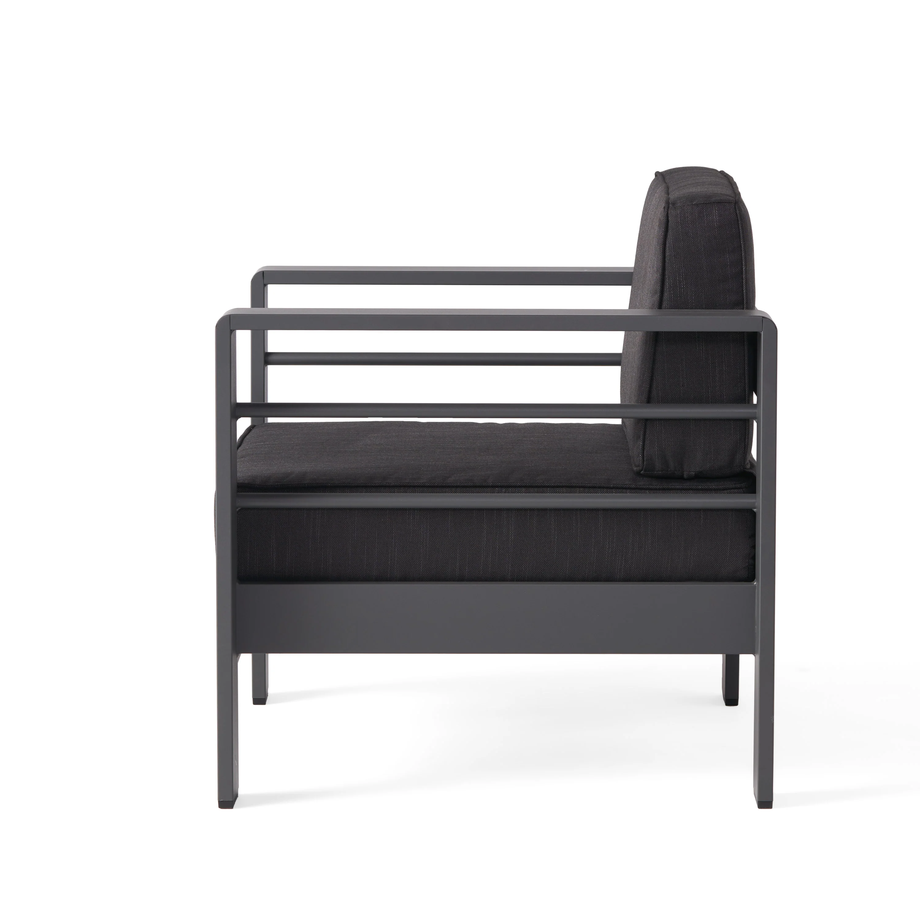 Crested Bay Outdoor Gray Aluminum Club Chairs with Water Resistant Cushions - furnishings