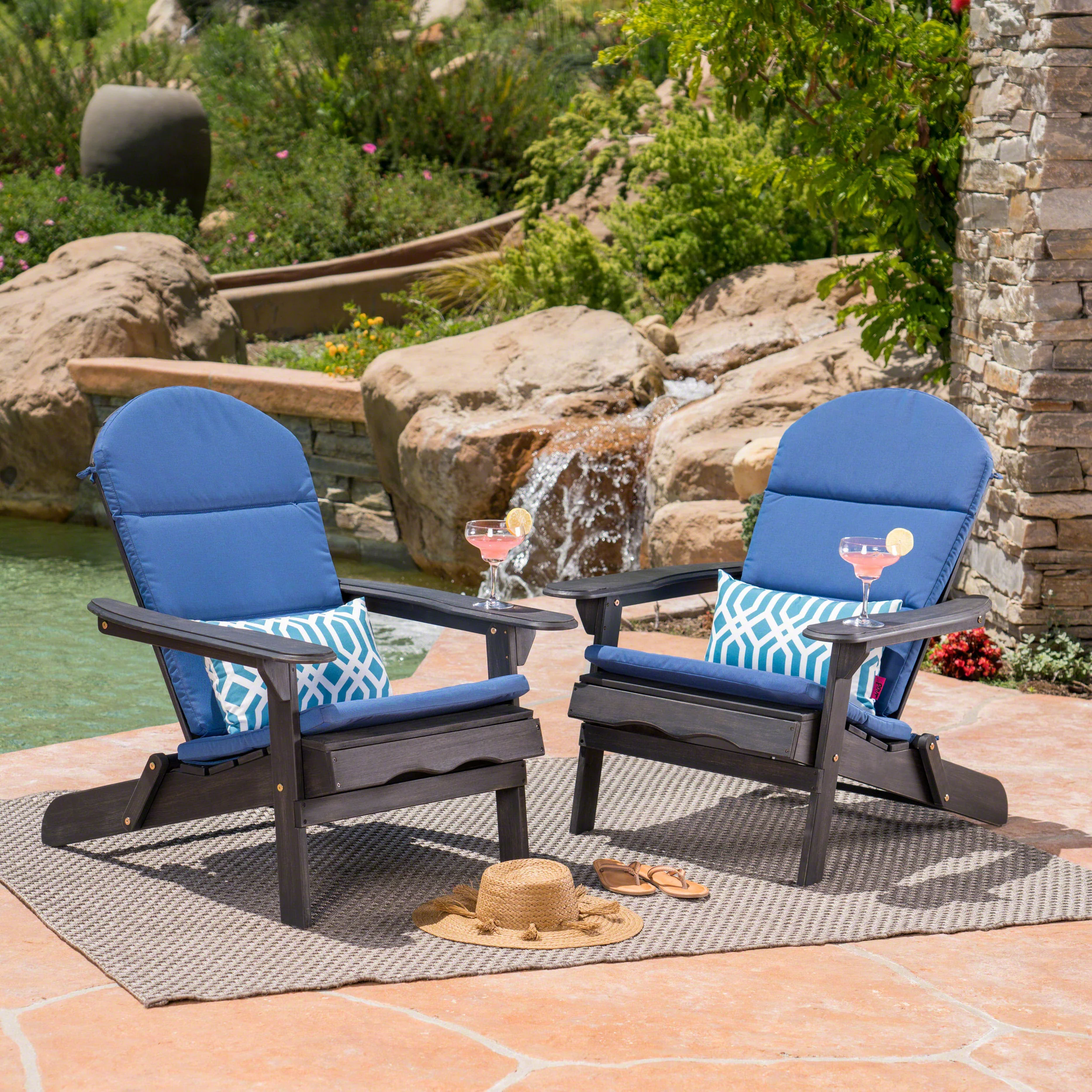 Terry Outdoor Water-Resistant Adirondack Chair Cushions - furnishings
