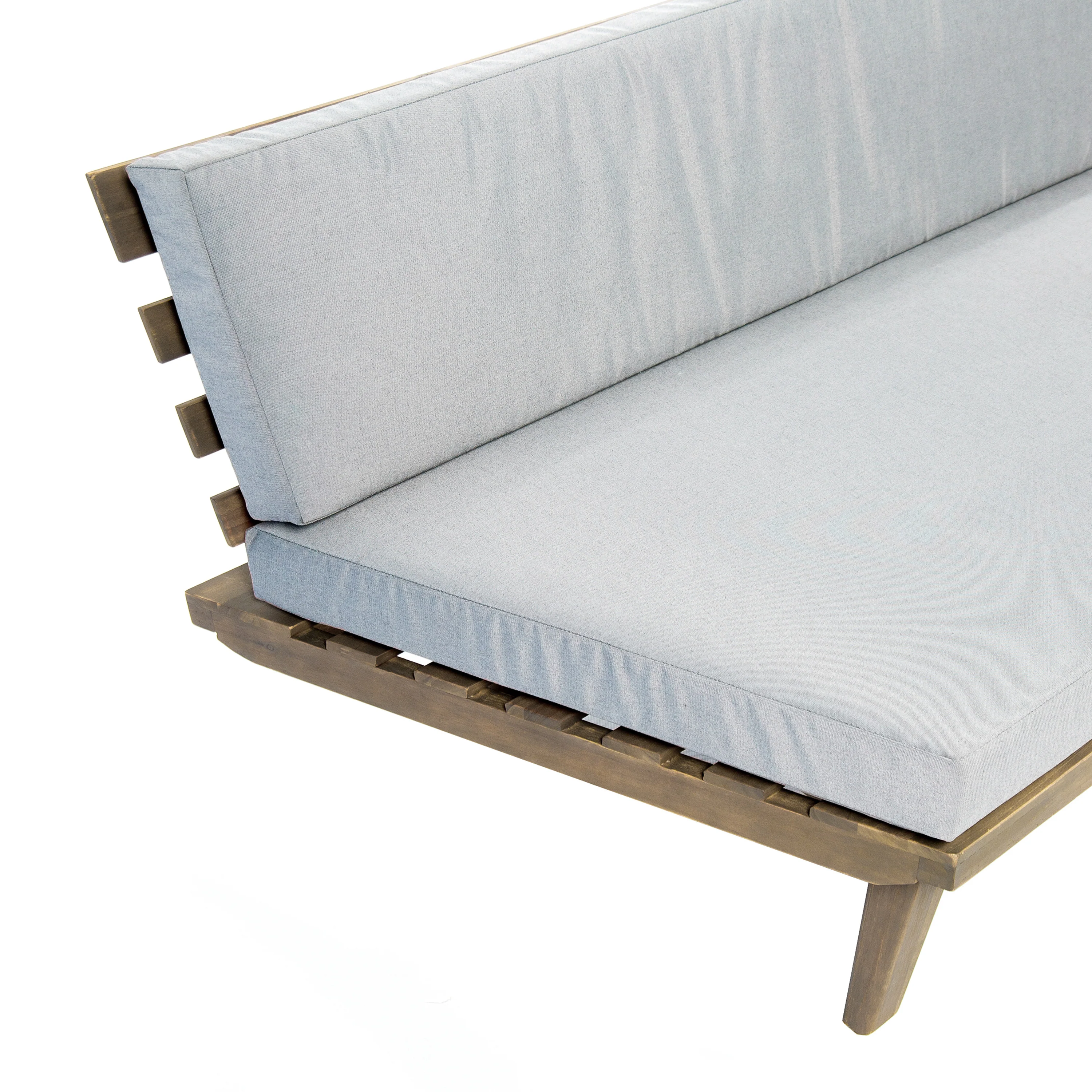Hillside Mid Century Modern Outdoor Wood Platform Sectional With Built In End Tables & Coffee Table - furnishings