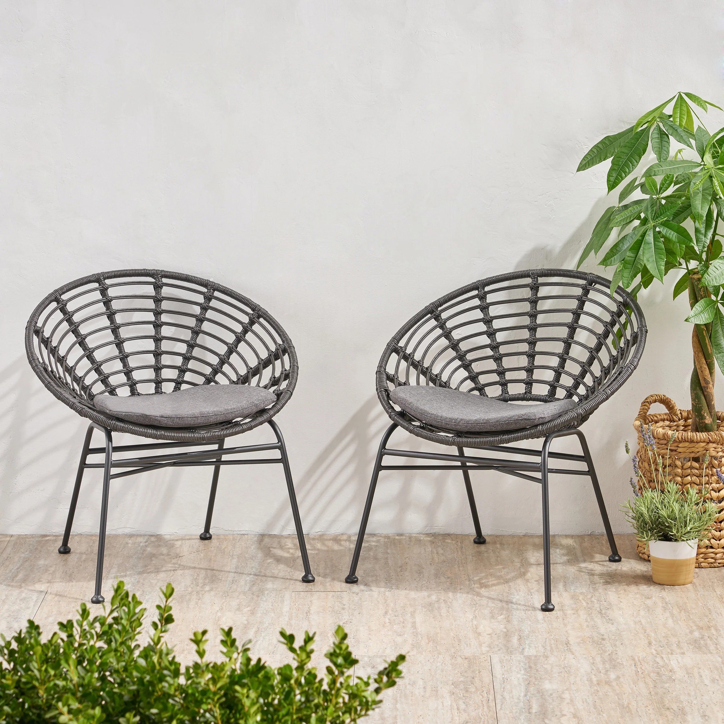 Keegan Outdoor Wicker Dining Chair with Cushion (Set of 2) - furnishings