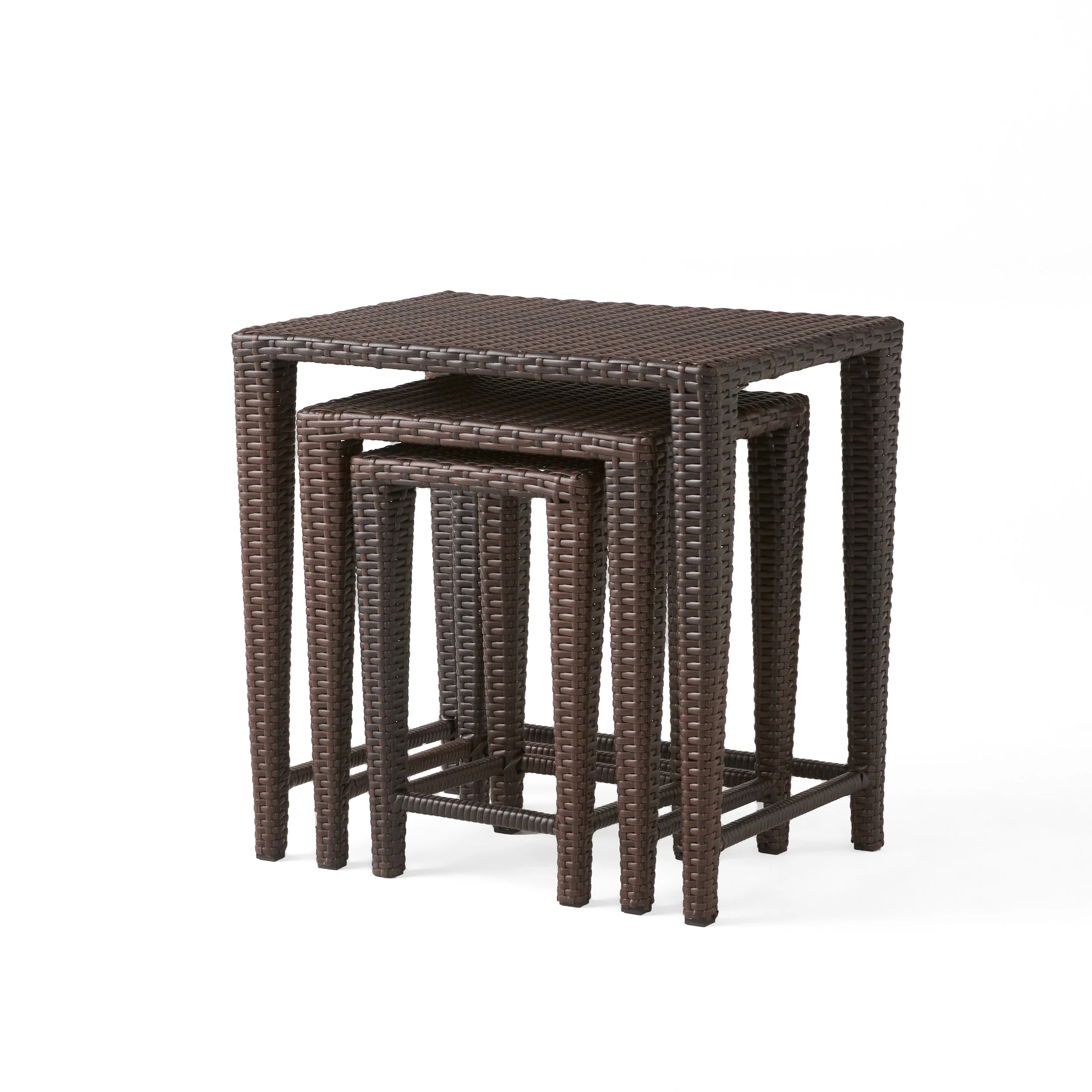 Mayall Multibrown Wicker Nested Side Tables (Set of 3) - furnishings