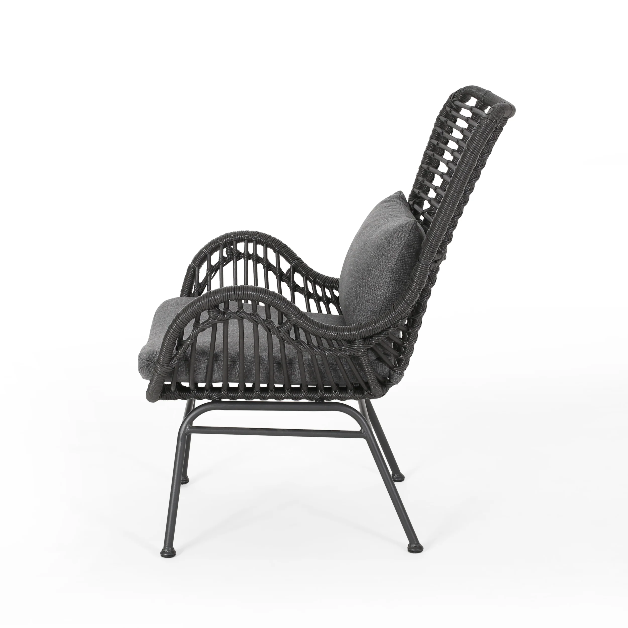 Pooneli Outdoor Wicker Club Chairs with Cushions (Set of 2) - furnishings