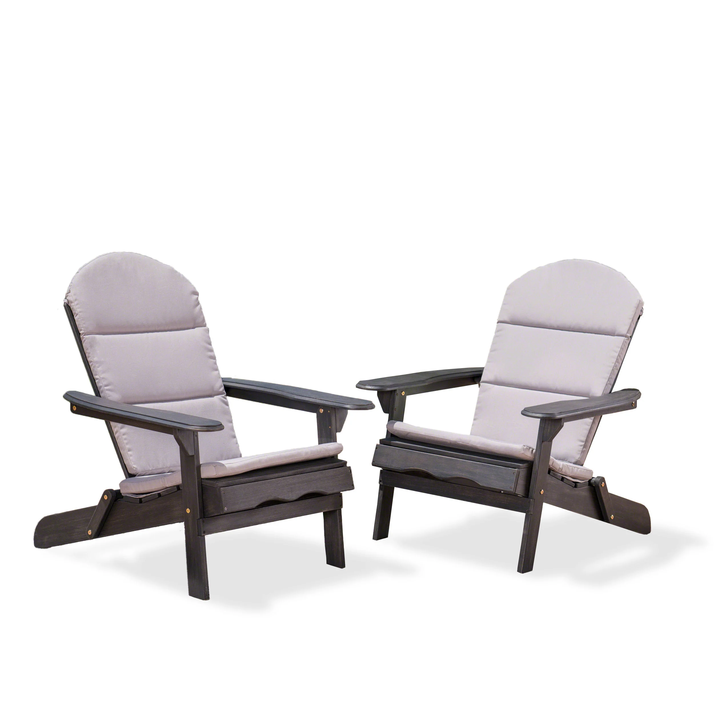Nelie Outdoor Acacia Wood Folding Adirondack Chairs with Cushions - furnishings