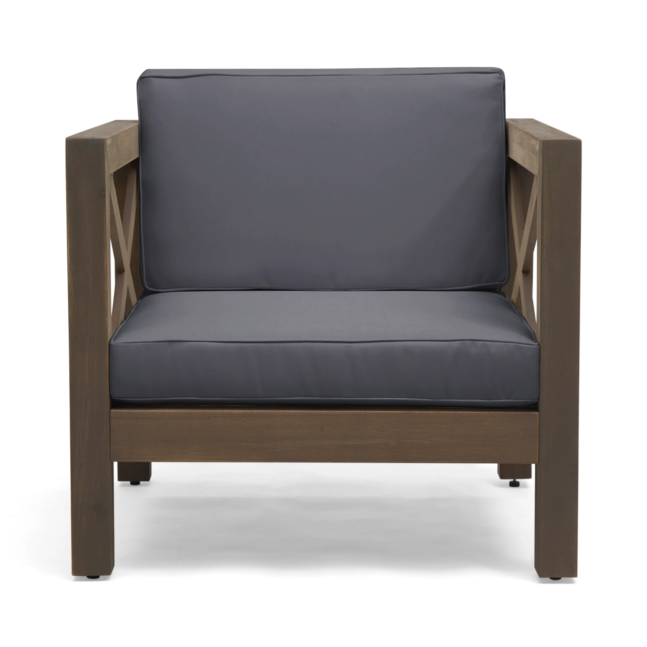 Indira Outdoor Acacia Wood Club Chair with Cushion - furnishings