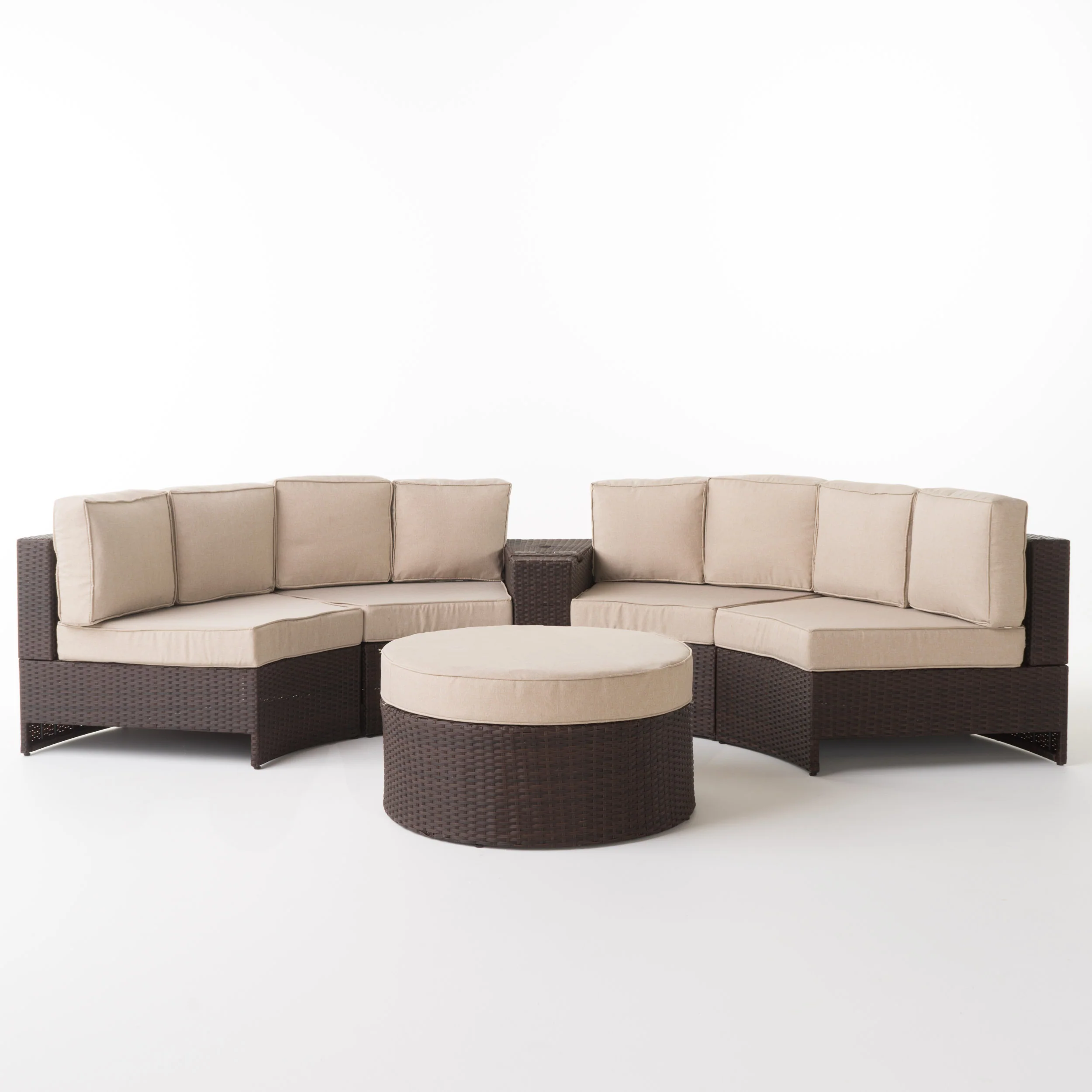 Riviera 6pc Outdoor Sectional Sofa Set w/ Storage Trunk - furnishings