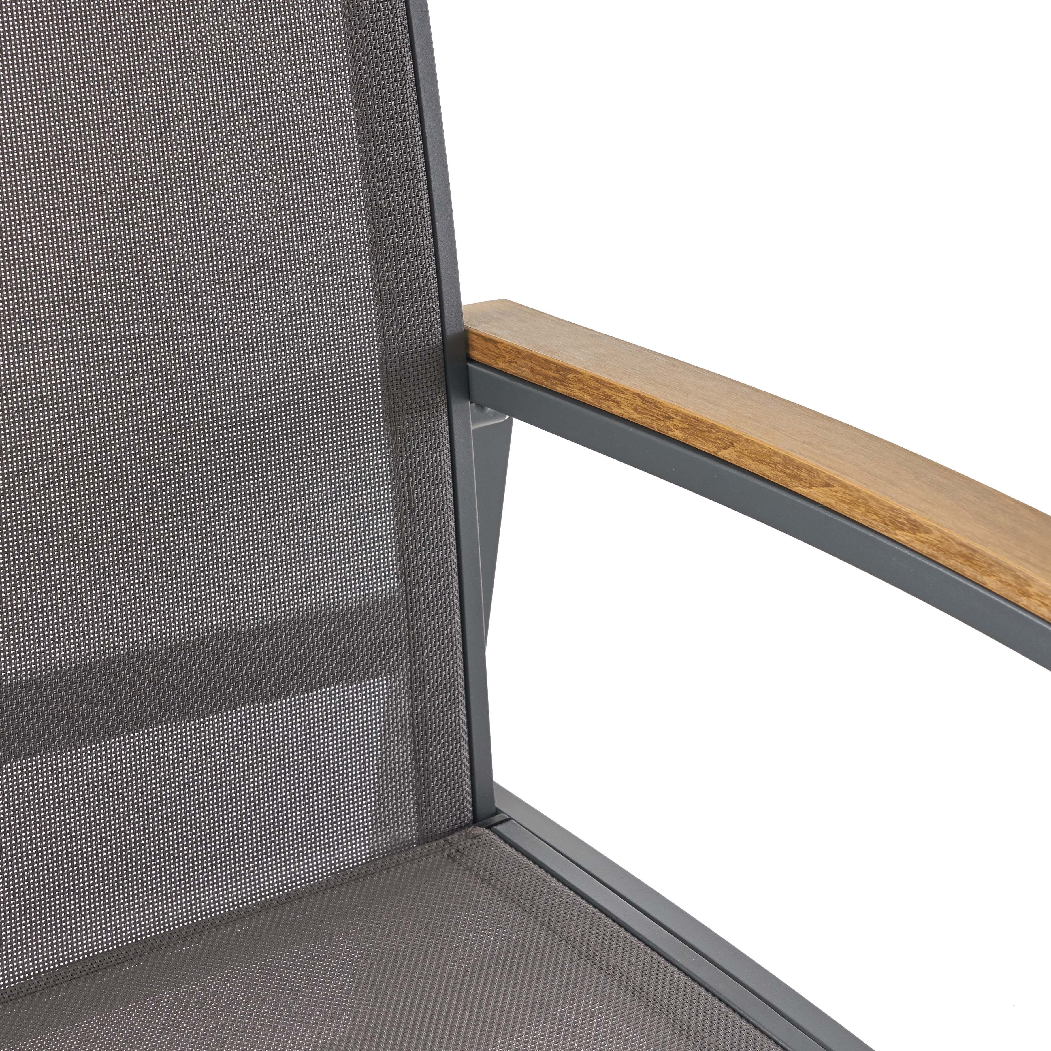 Aubrey Outdoor Aluminum Dining Chairs with Faux Wood Accents - furnishings