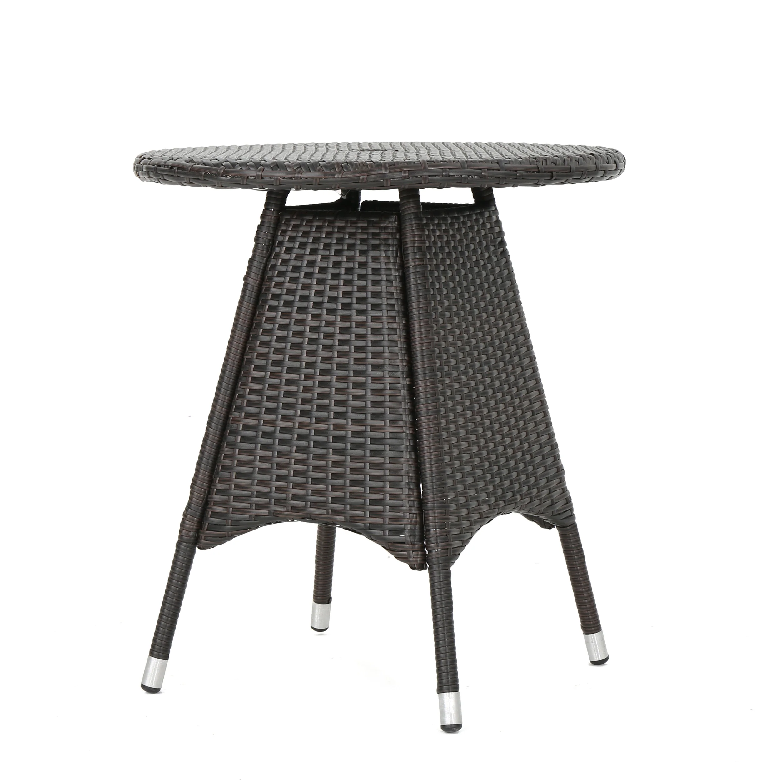 Hennry Outdoor 3 Piece Multibrown Wicker Round Bistro Set - furnishings