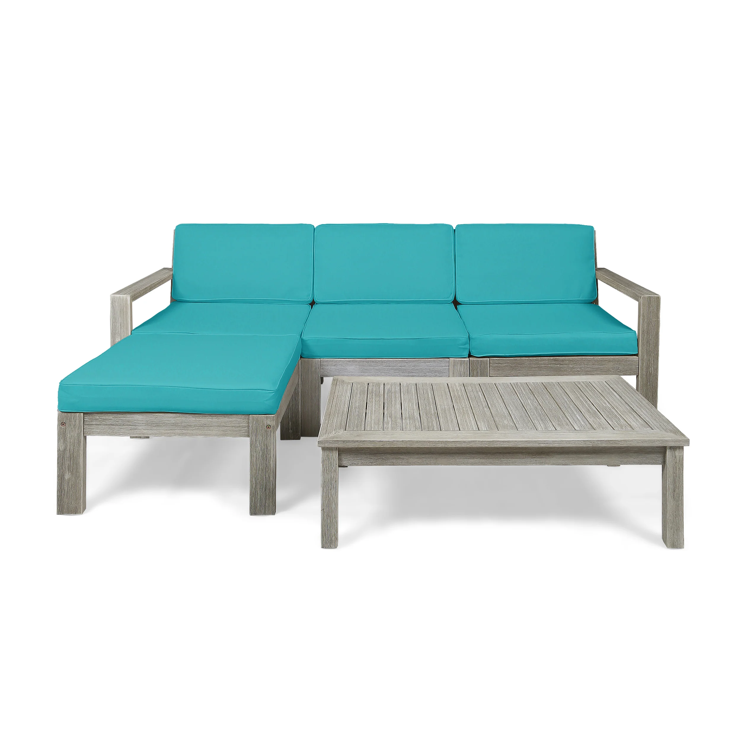 Makayla Ana Outdoor 3 Seater Acacia Wood Sofa Sectional with Cushions - furnishings