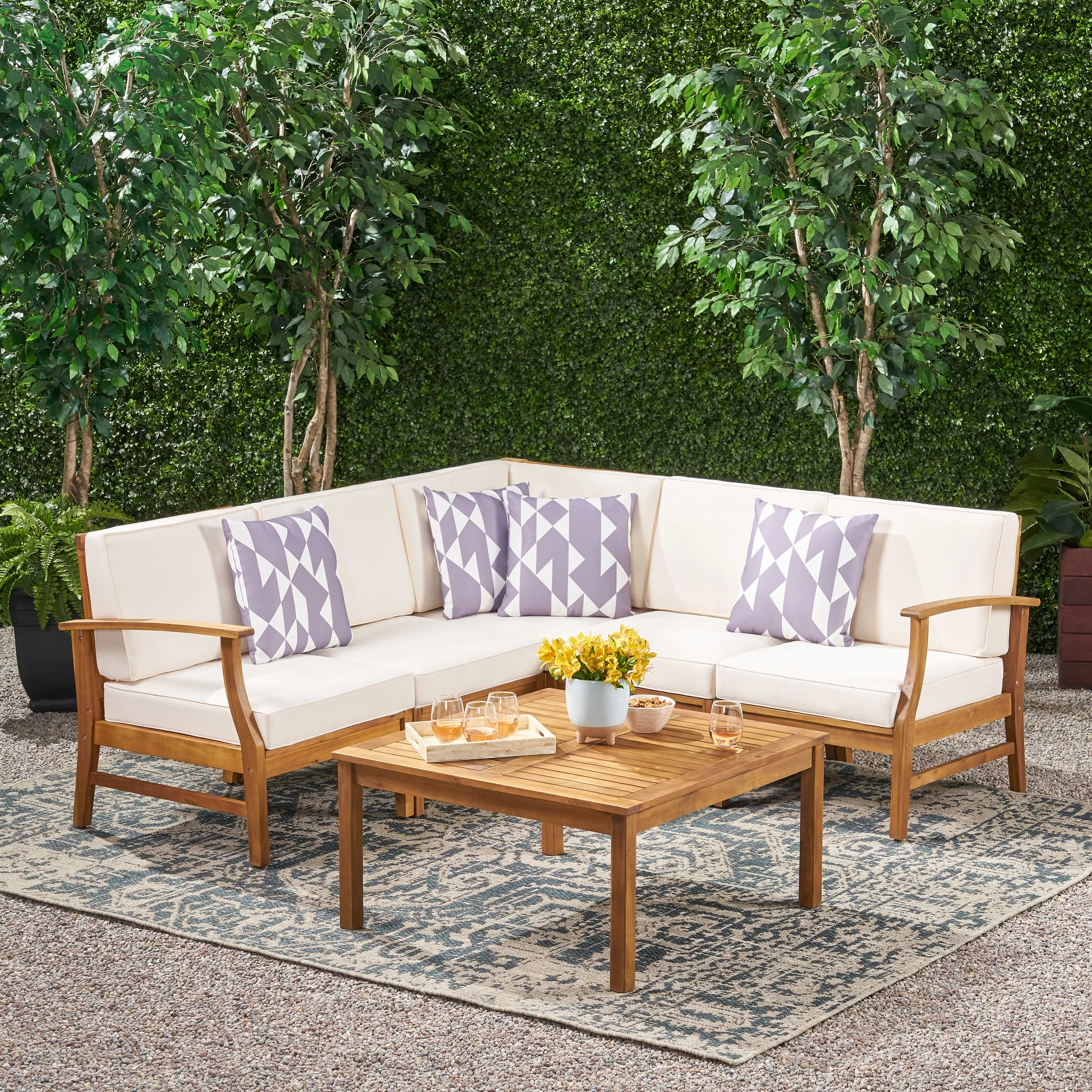 Capri 6pc Outdoor Sofa Set w/ Cushions - furnishings