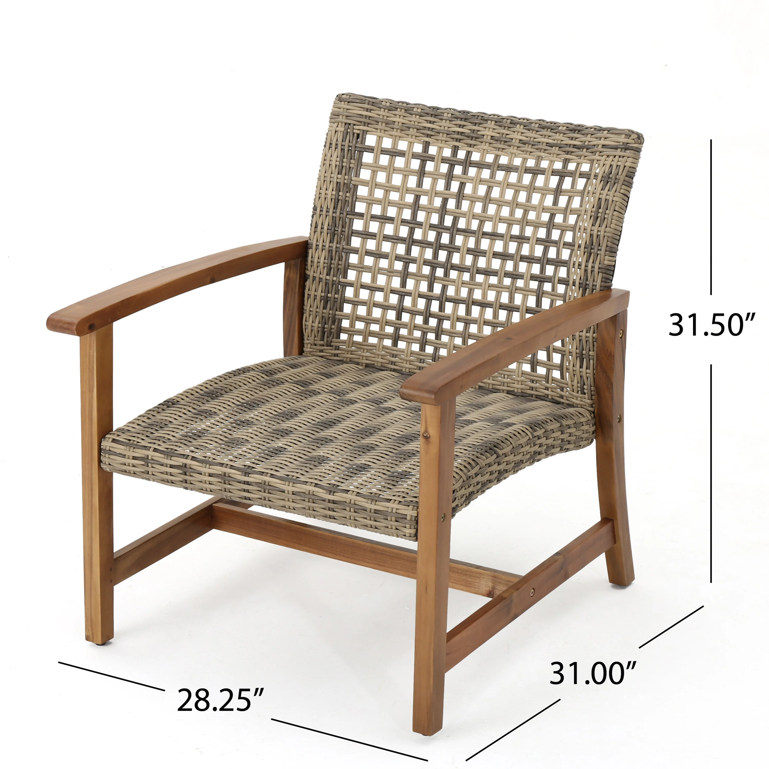Tabby Outdoor 5 Piece Wood and Wicker Club Chairs and Fire Pit Set - furnishings