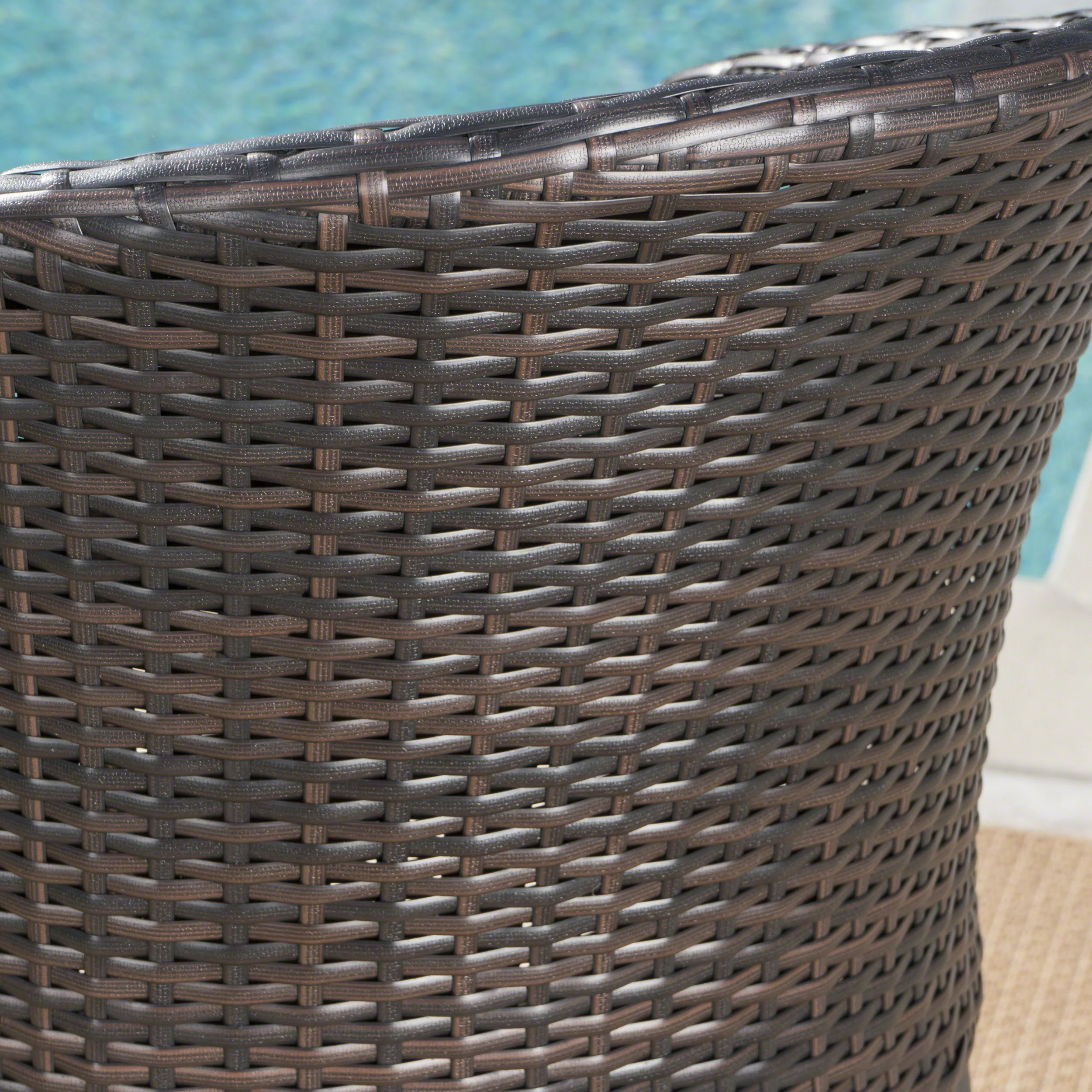 Big Rock Outdoor 3 Piece Wicker Bar Set with Water Resistant Cushions - furnishings