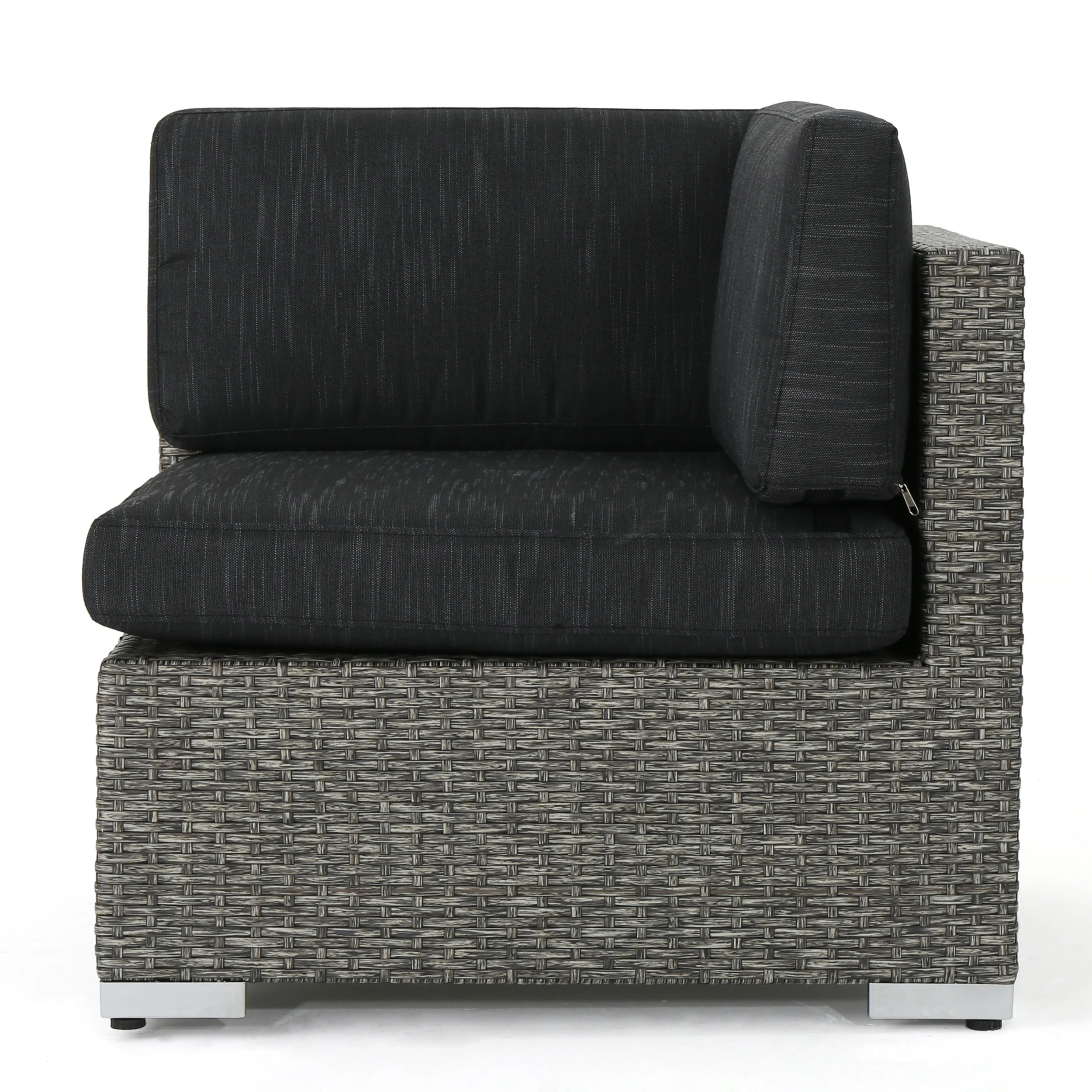 Pueblo Outdoor 7 Seat Wicker V Shaped Sectional Sofa w/ Water Resistant Cushions - furnishings