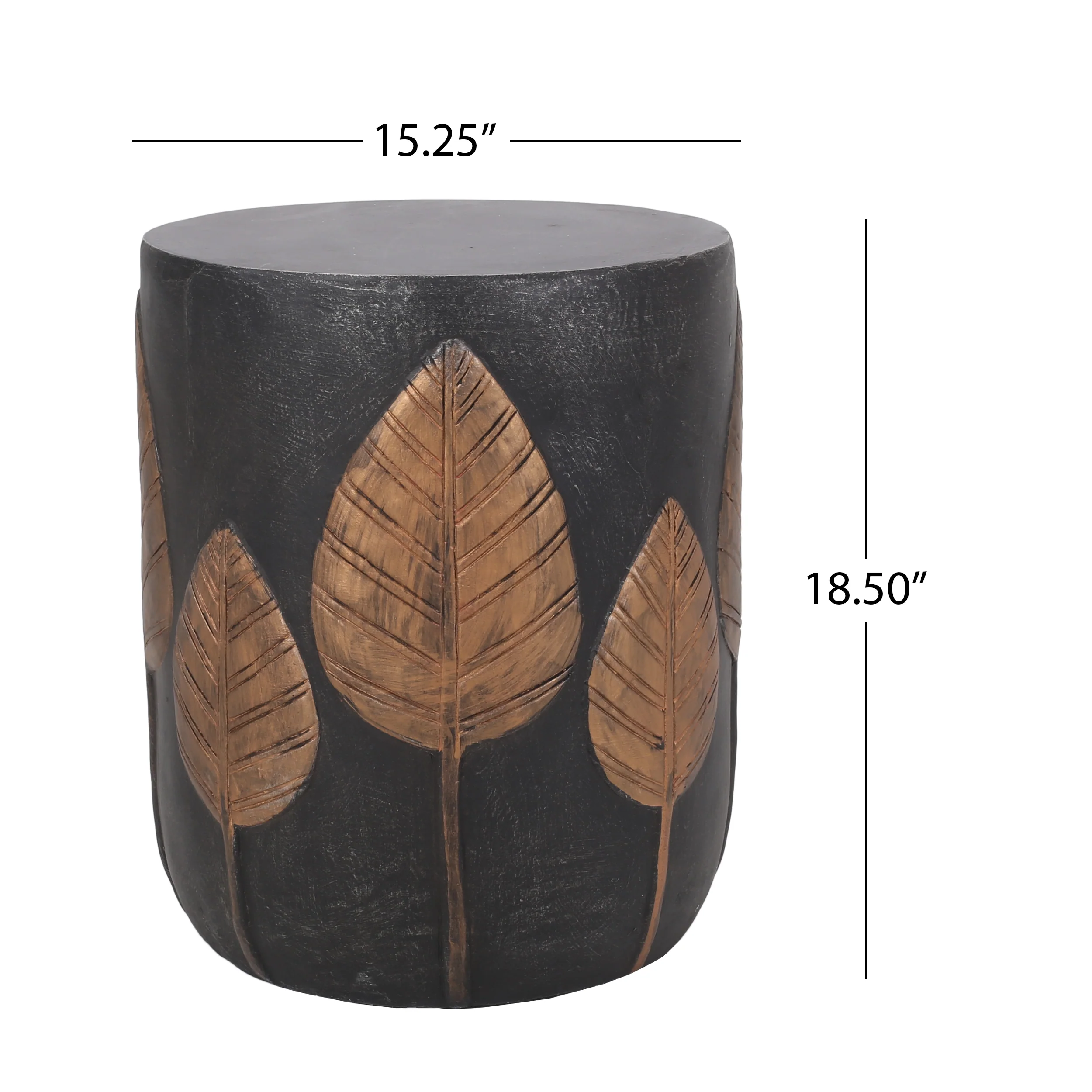 Travis Outdoor Lightweight Concrete Side Table, Black and Antique Copper - furnishings