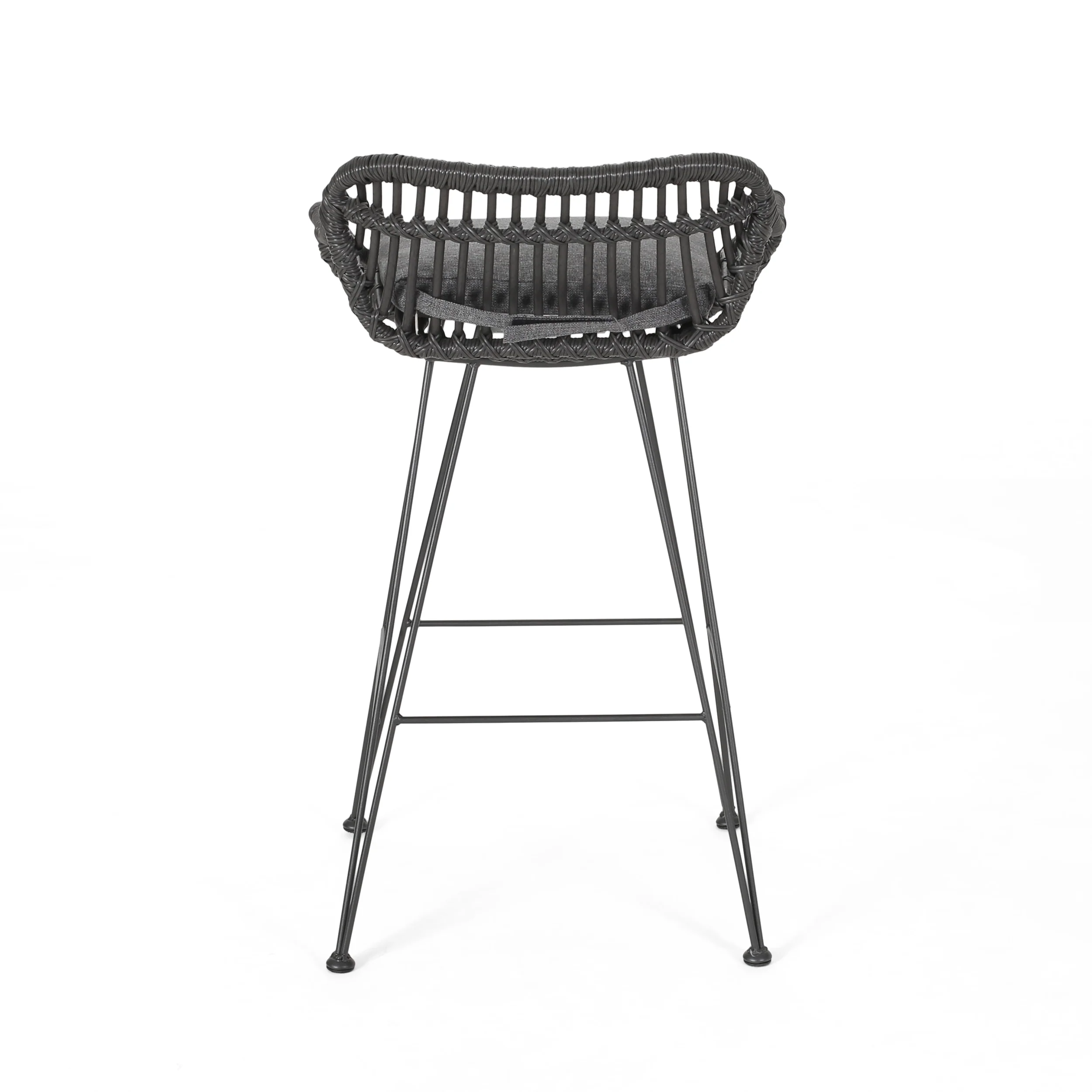 Isador Outdoor Wicker Barstools with Cushions (Set of 4) - furnishings