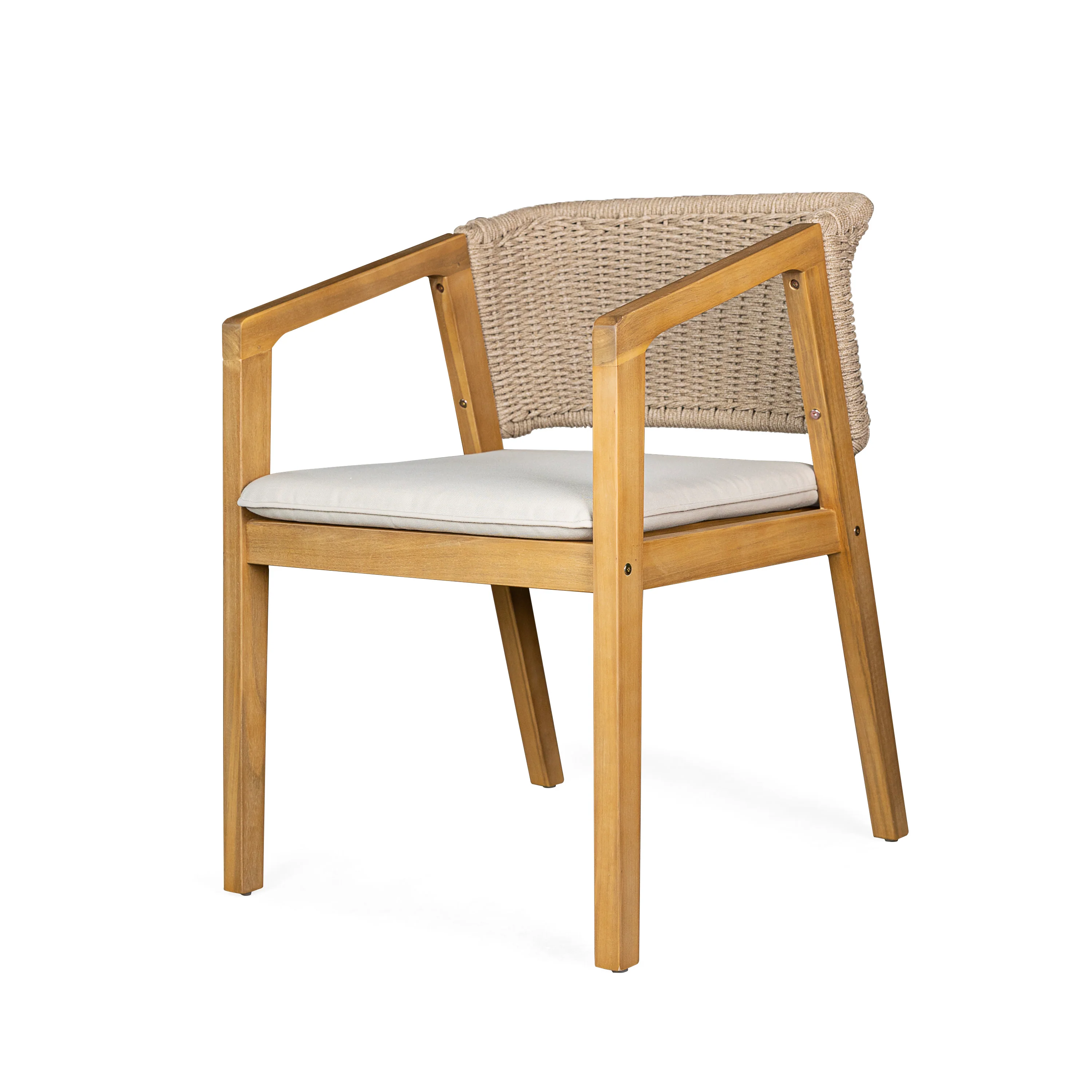 Evandera Modern Outdoor Patio Rope Weave Dining Chairs with Cushion, Set of 2 - furnishings