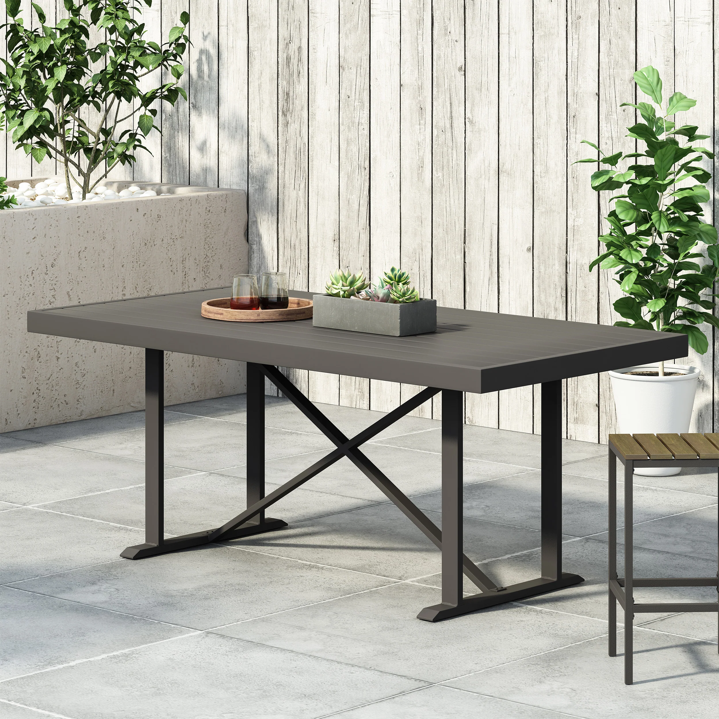 Mavin Outdoor Modern Industrial Aluminum Dining Table - furnishings