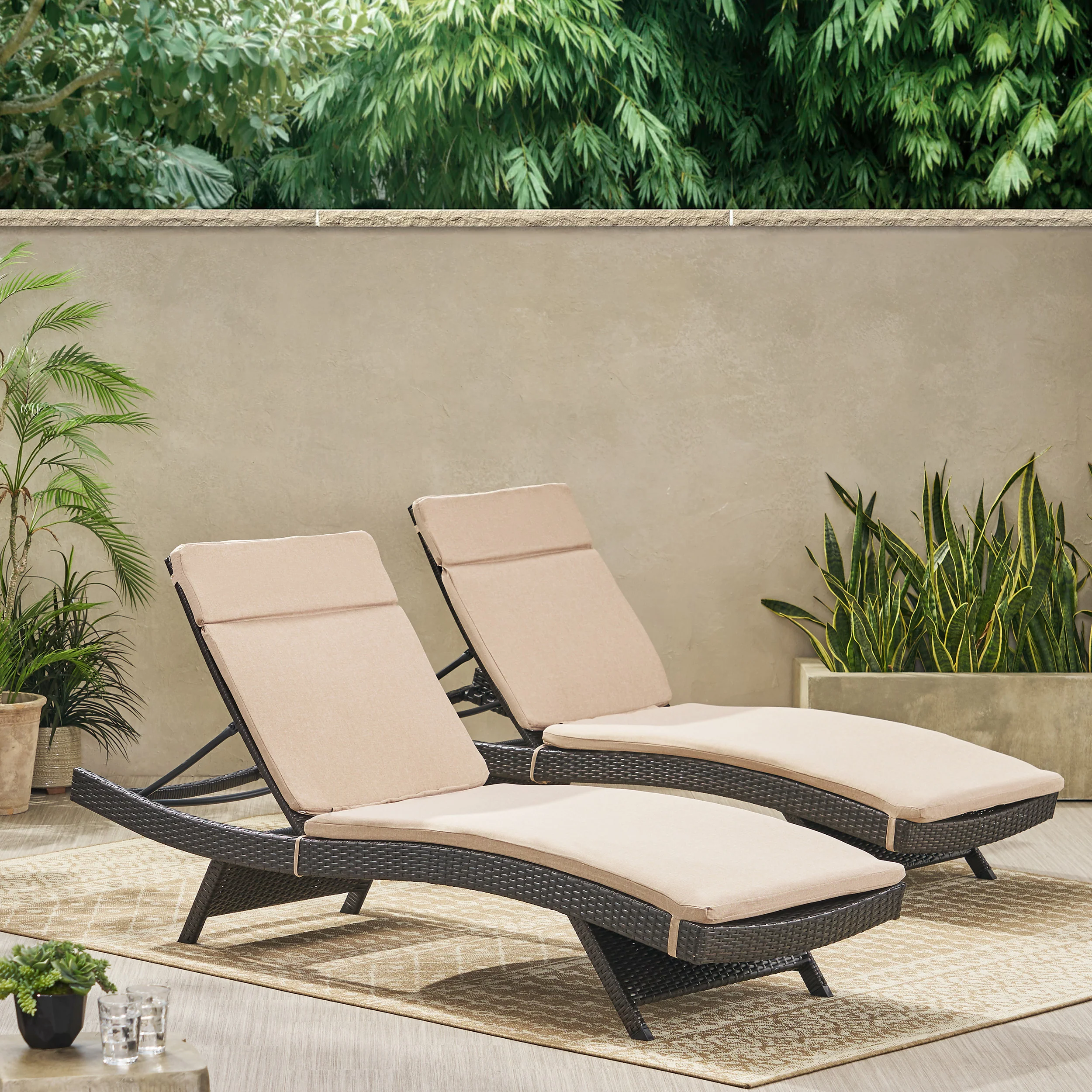 Lakeport Outdoor Adjustable Chaise Lounge Chairs w/ Cushions (set of 2) - furnishings