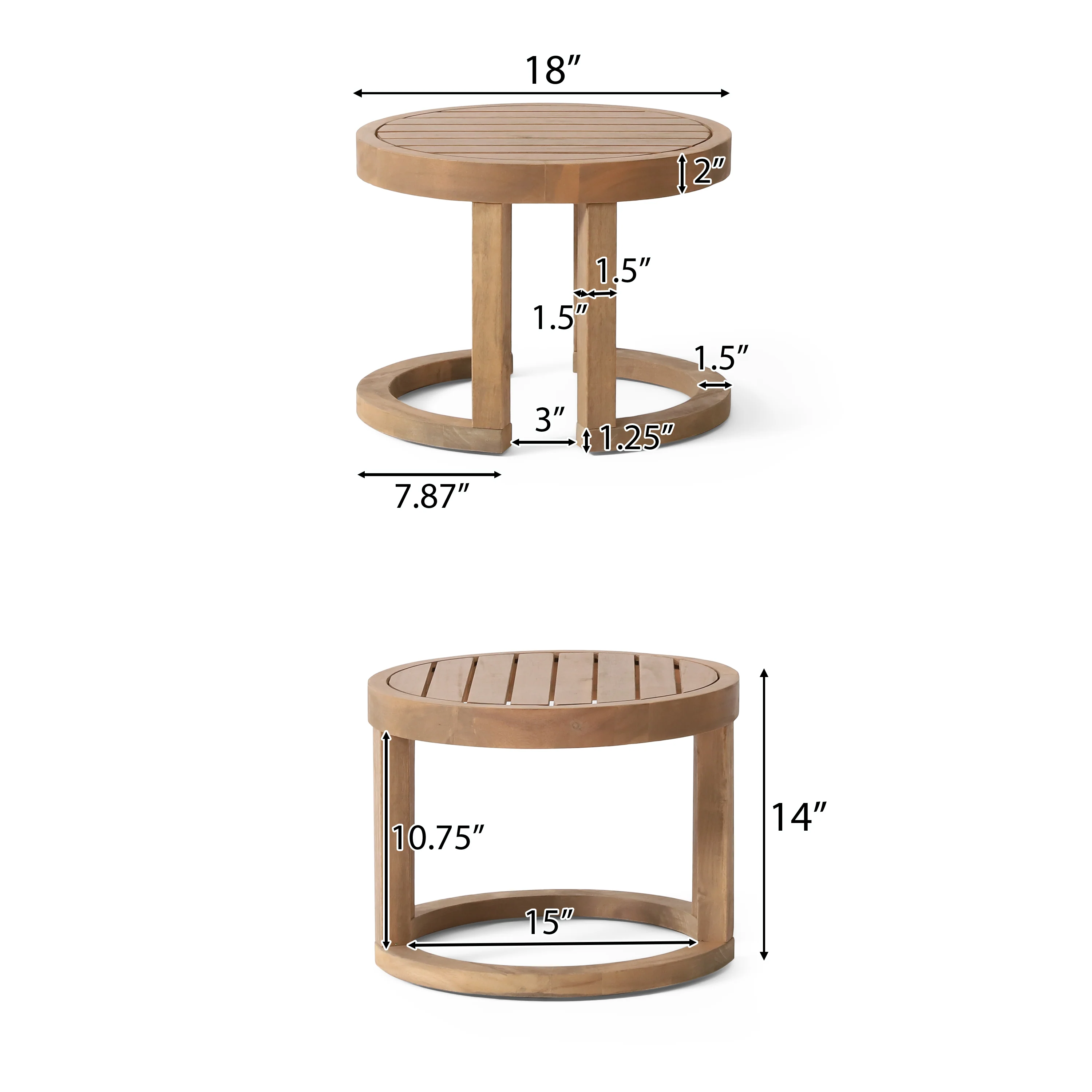 Aston Outdoor Acacia Wood Side Table, Brown Wash - furnishings