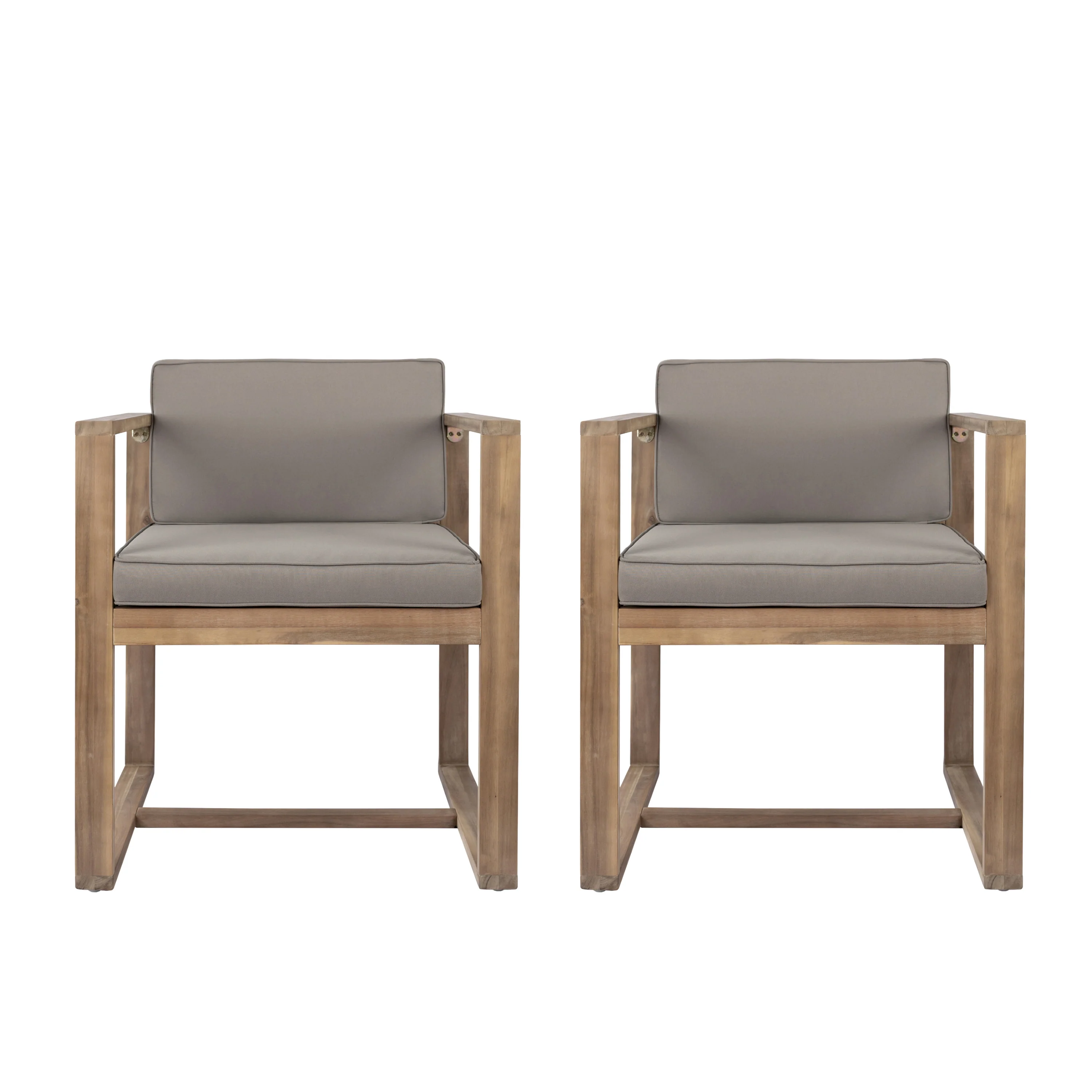 Zephyra Modern Outdoor Patio Acacia Wood Dining Chairs with Cushions - furnishings