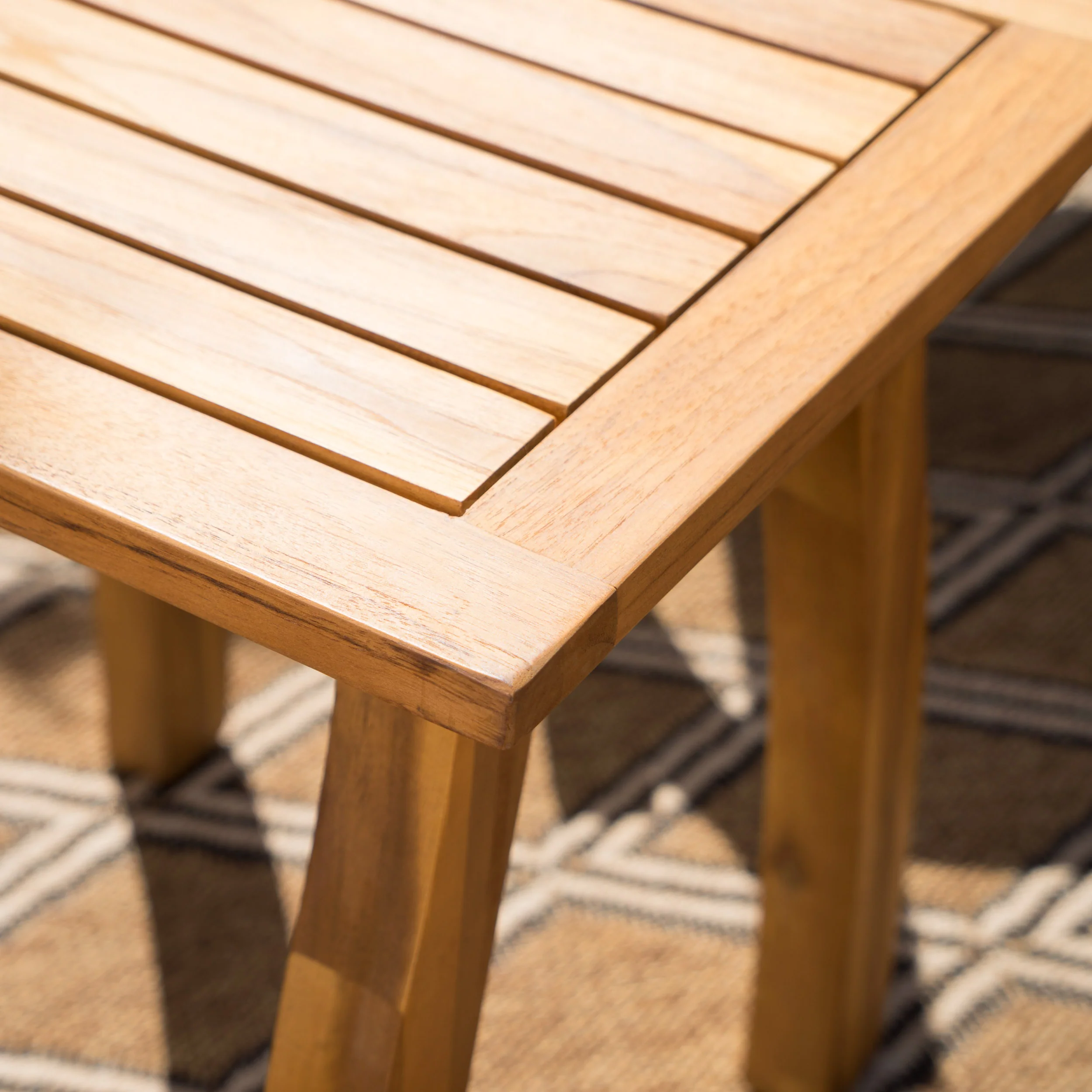 Cattan Outdoor Natural Stained Acacia Wood Rocking Chair Chat Set - furnishings