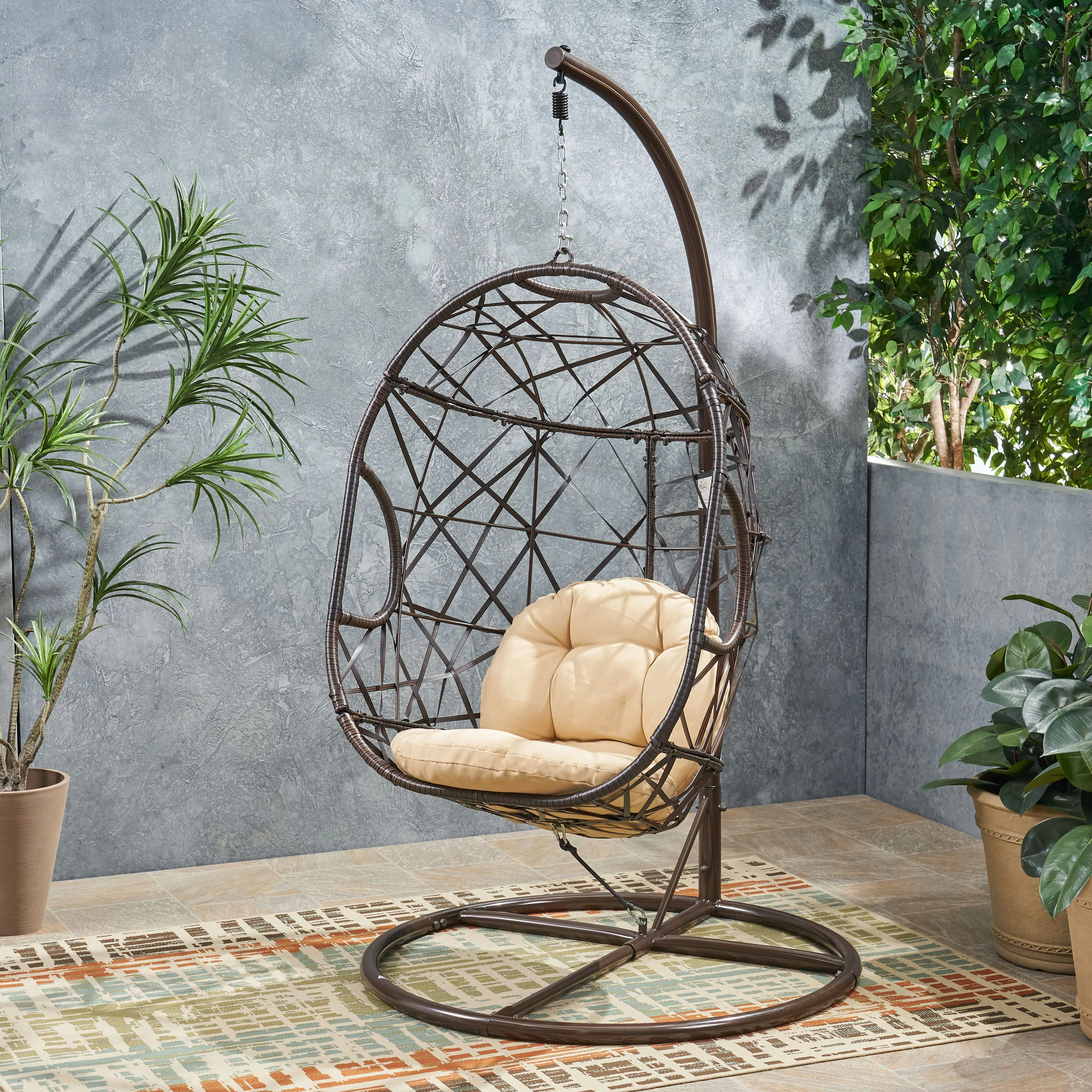 Trevyn Indoor/Outdoor Wicker Hanging Teardrop / Egg Chair (Stand Not Included) - furnishings