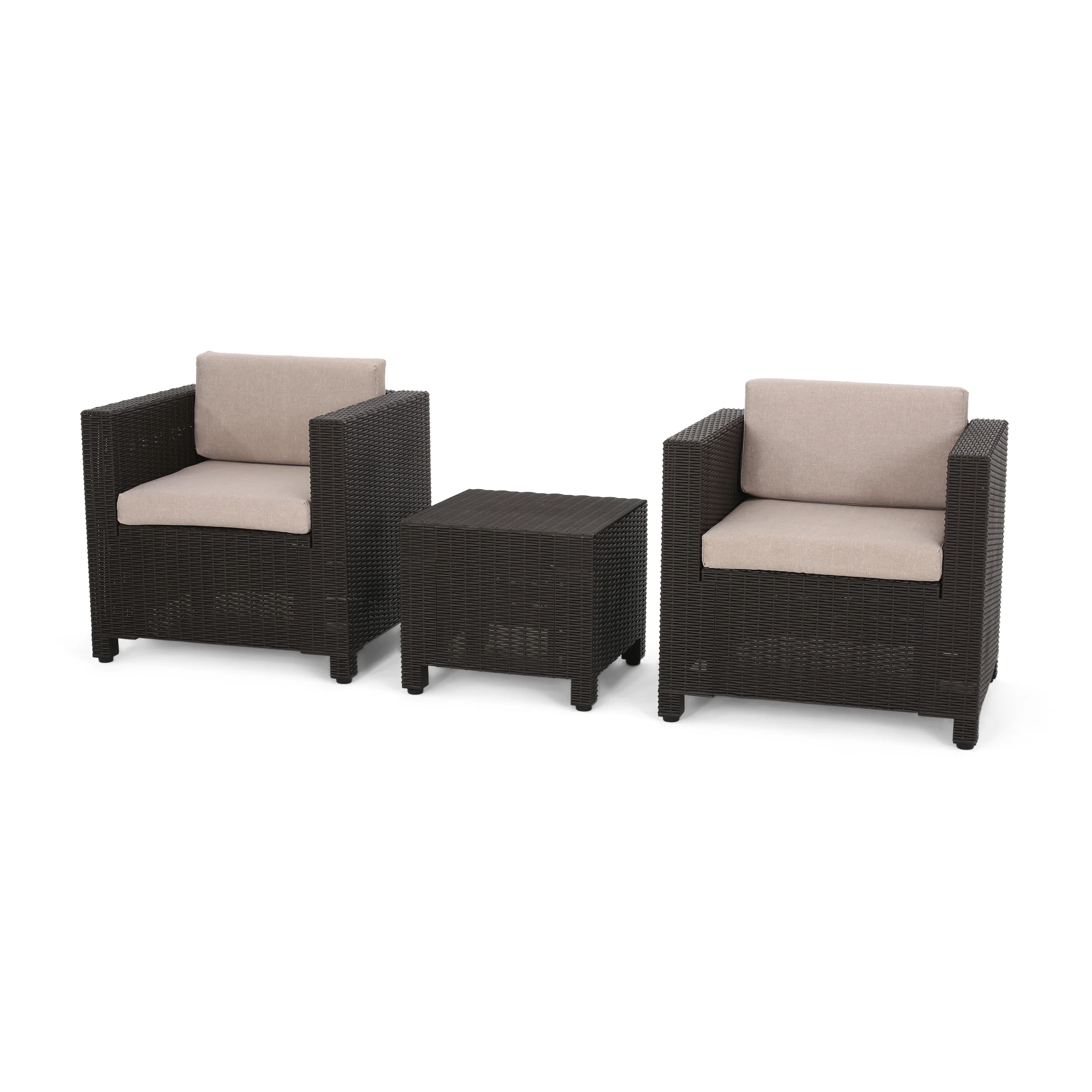 Riley Outdoor Wicker Print 2 Seater Chat Set with Side Table - furnishings