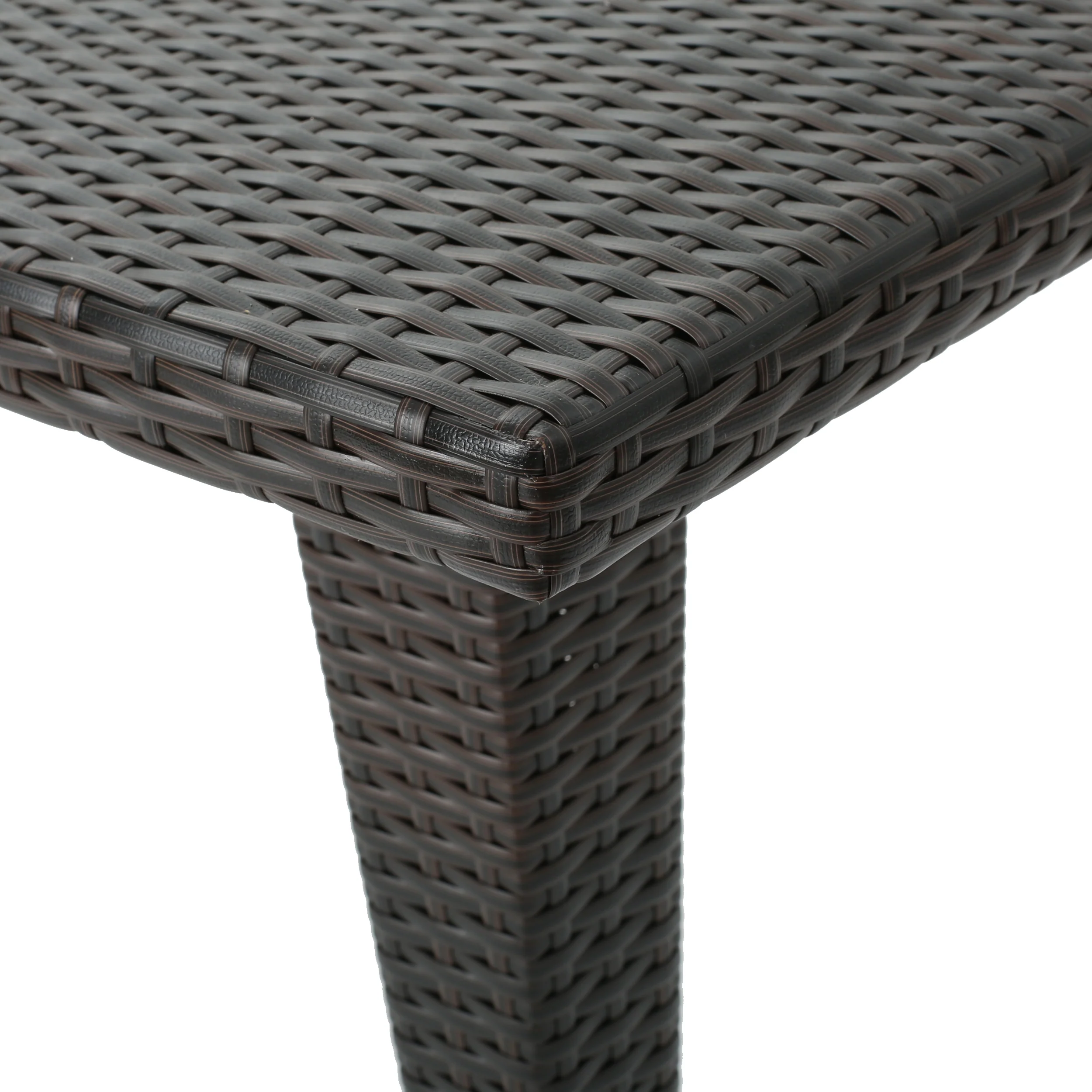 Wiren Contemporary Outdoor Brown Color PEWicker Square Table - furnishings