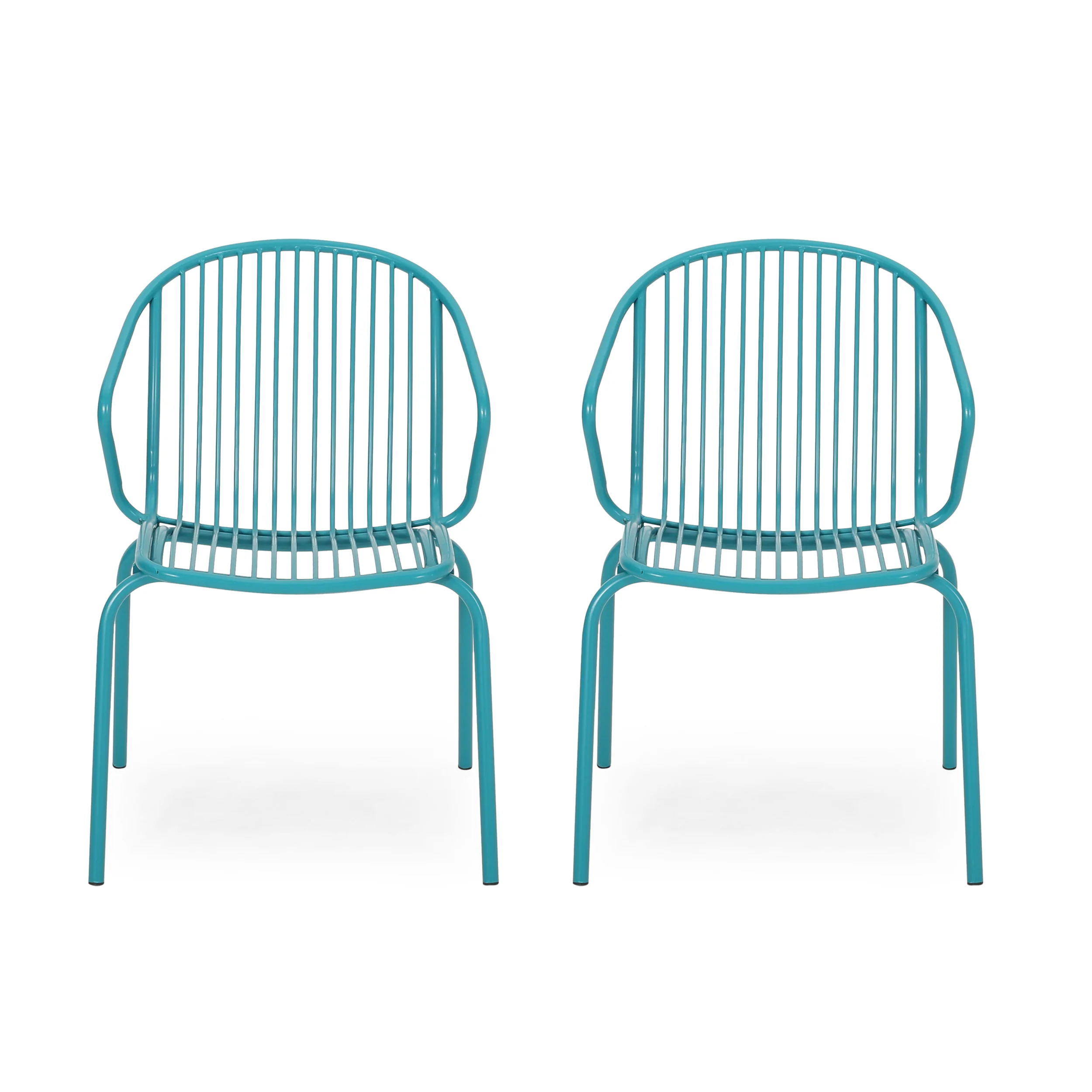 Emily Outdoor Modern Iron Club Chair (Set of 2) - furnishings