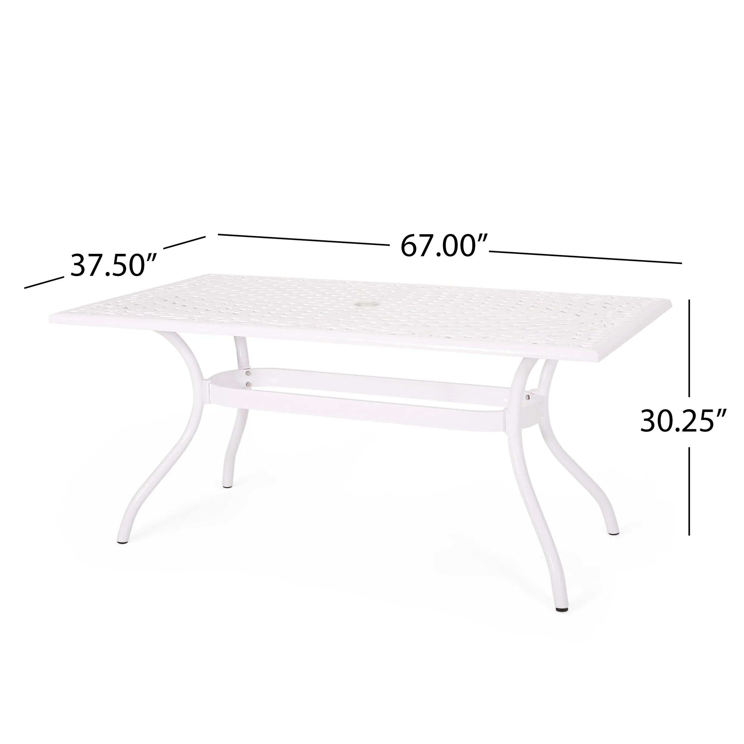 Honolulu Traditional Outdoor Aluminum Rectangular Dining Table - furnishings