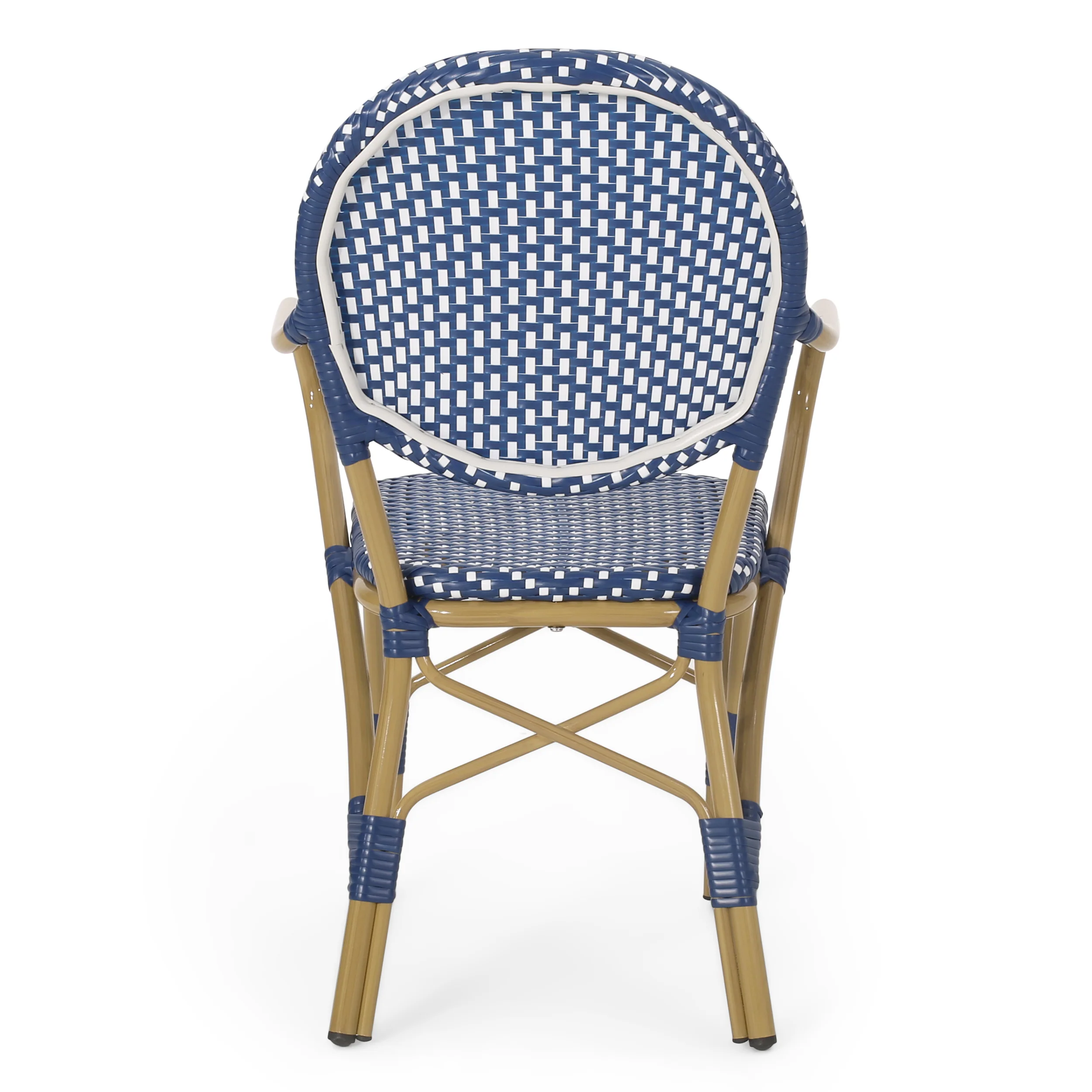 Groveport Outdoor Aluminum French Bistro Chairs, Set of 2, Dark Teal, White, and Bamboo Finish - furnishings