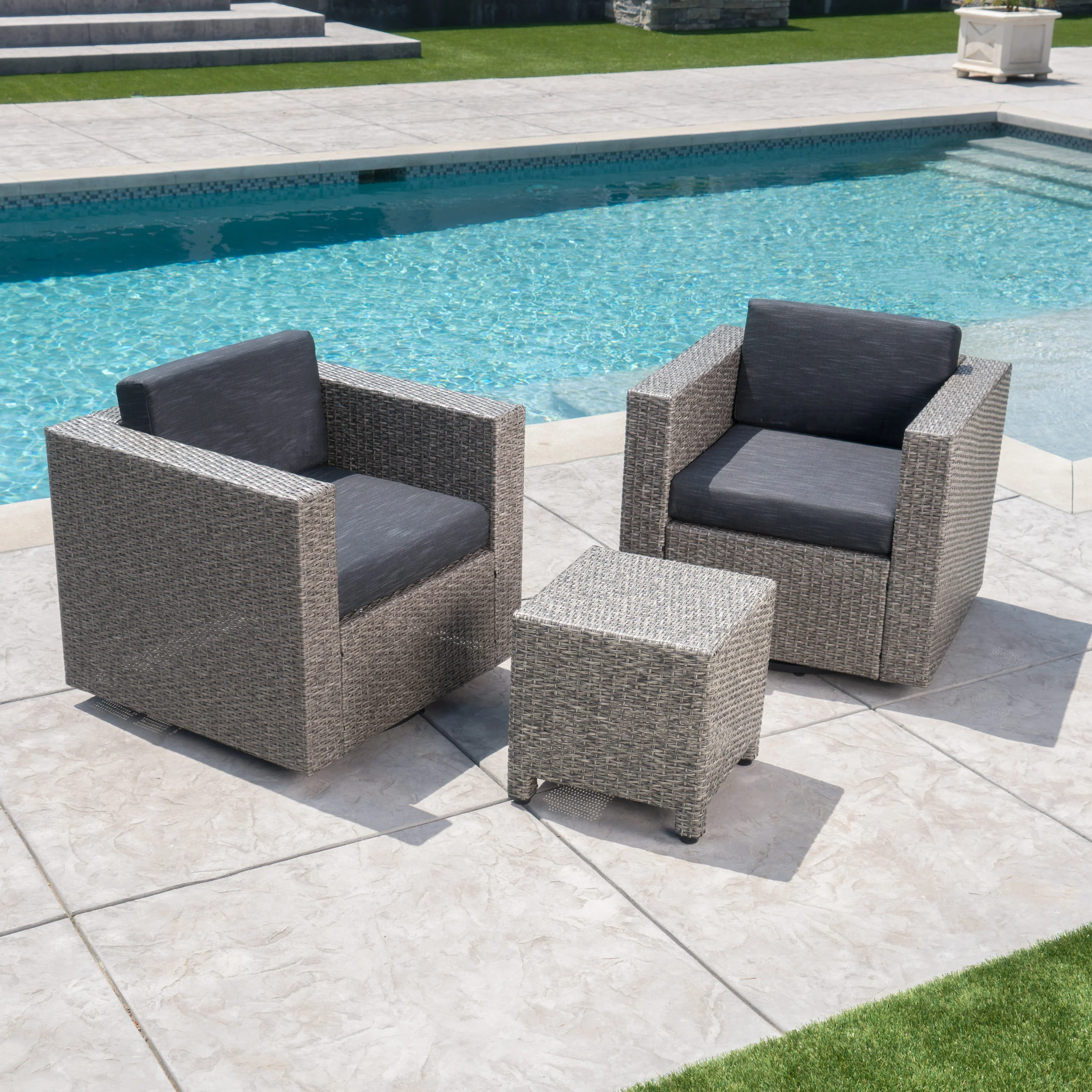 Venice 2-Seater Outdoor Chat Set with Side Table - furnishings