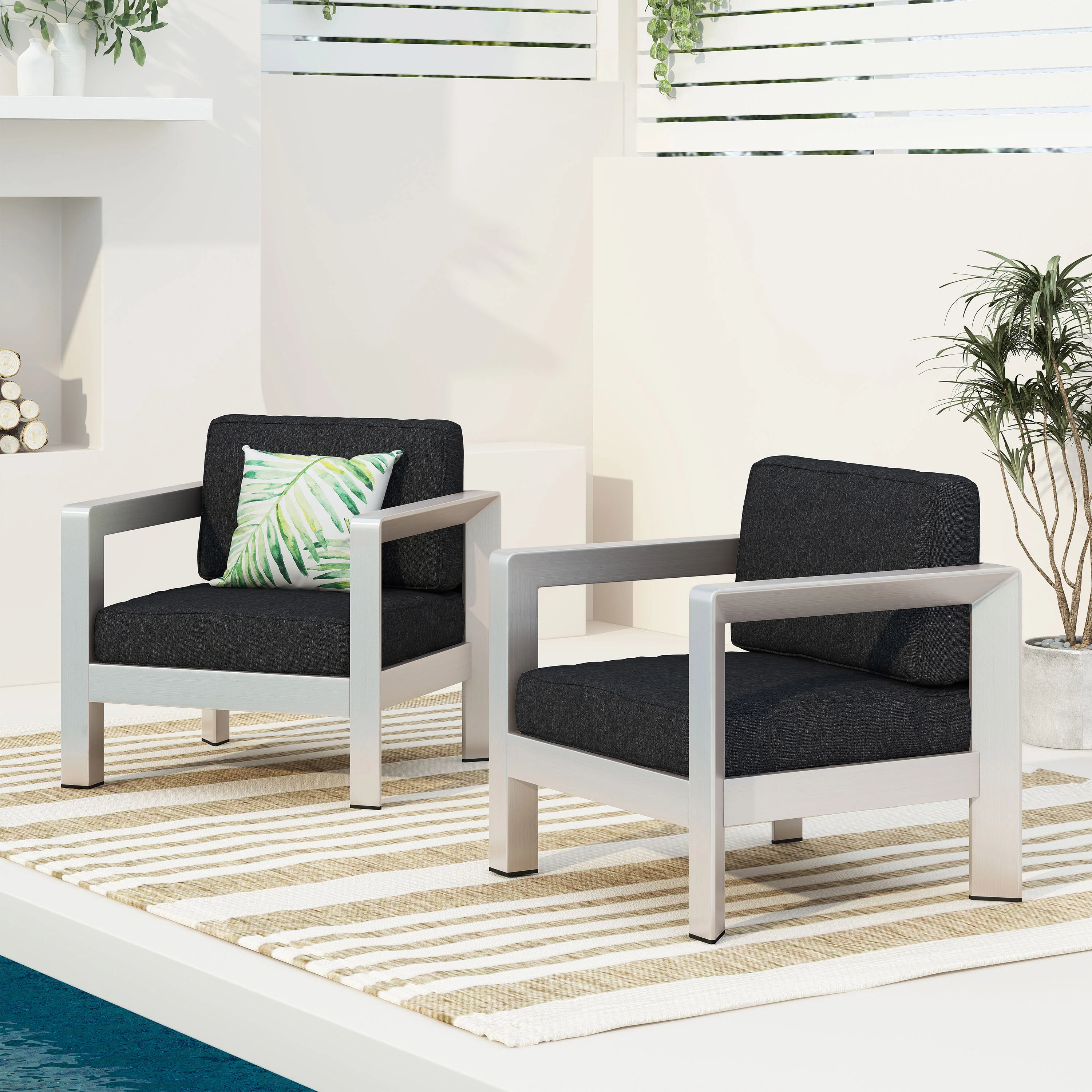 Booth Outdoor Aluminum Club Chairs - furnishings