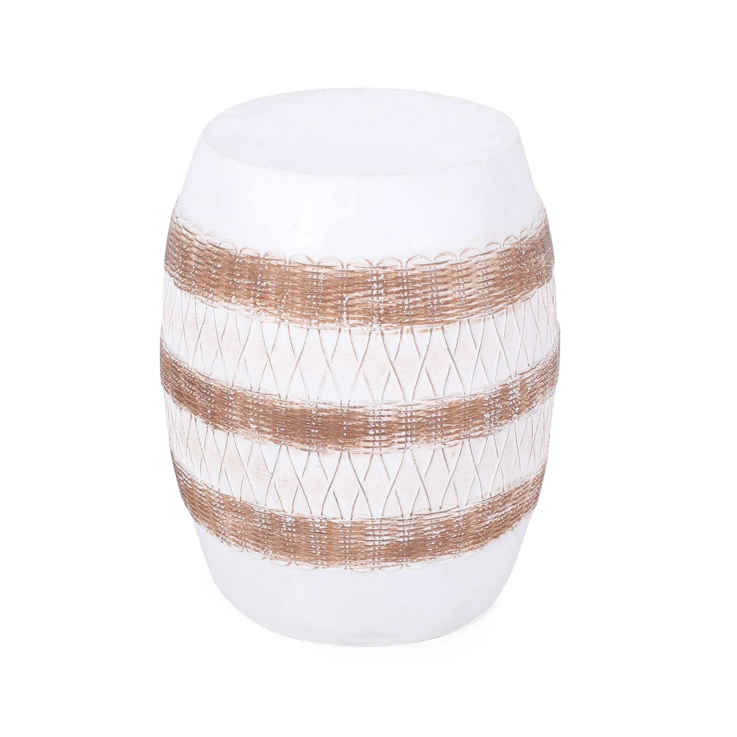 Anvil Outdoor Lightweight Concrete Side Table, White and Brown - furnishings