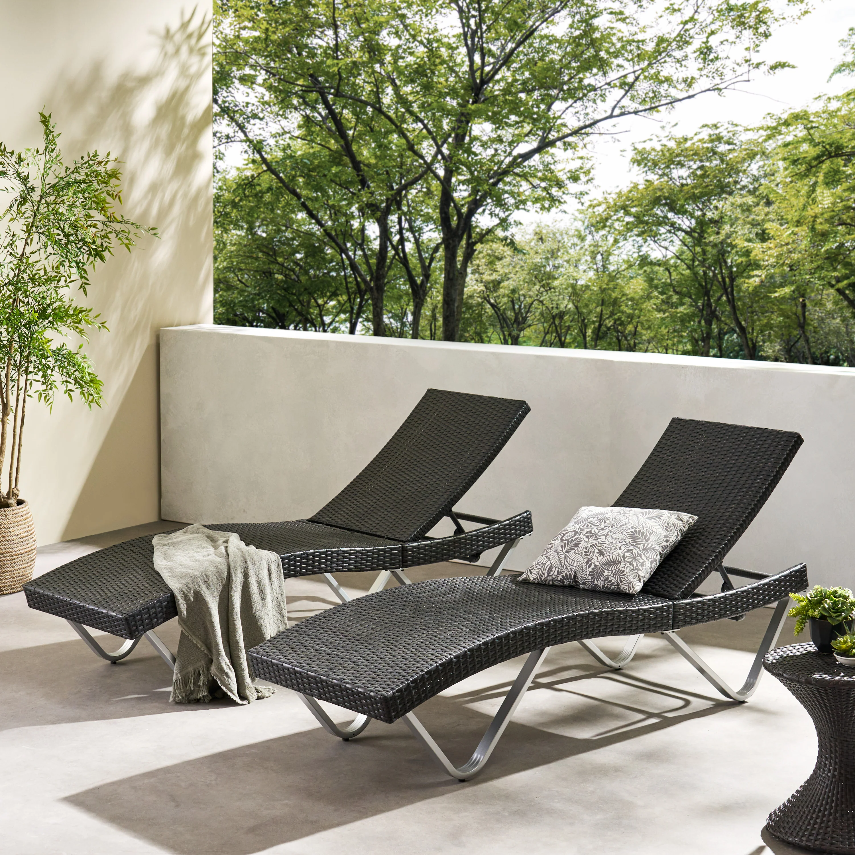 Manuela Outdoor Brown Wicker Aluminum Chaise Lounge Chair - furnishings