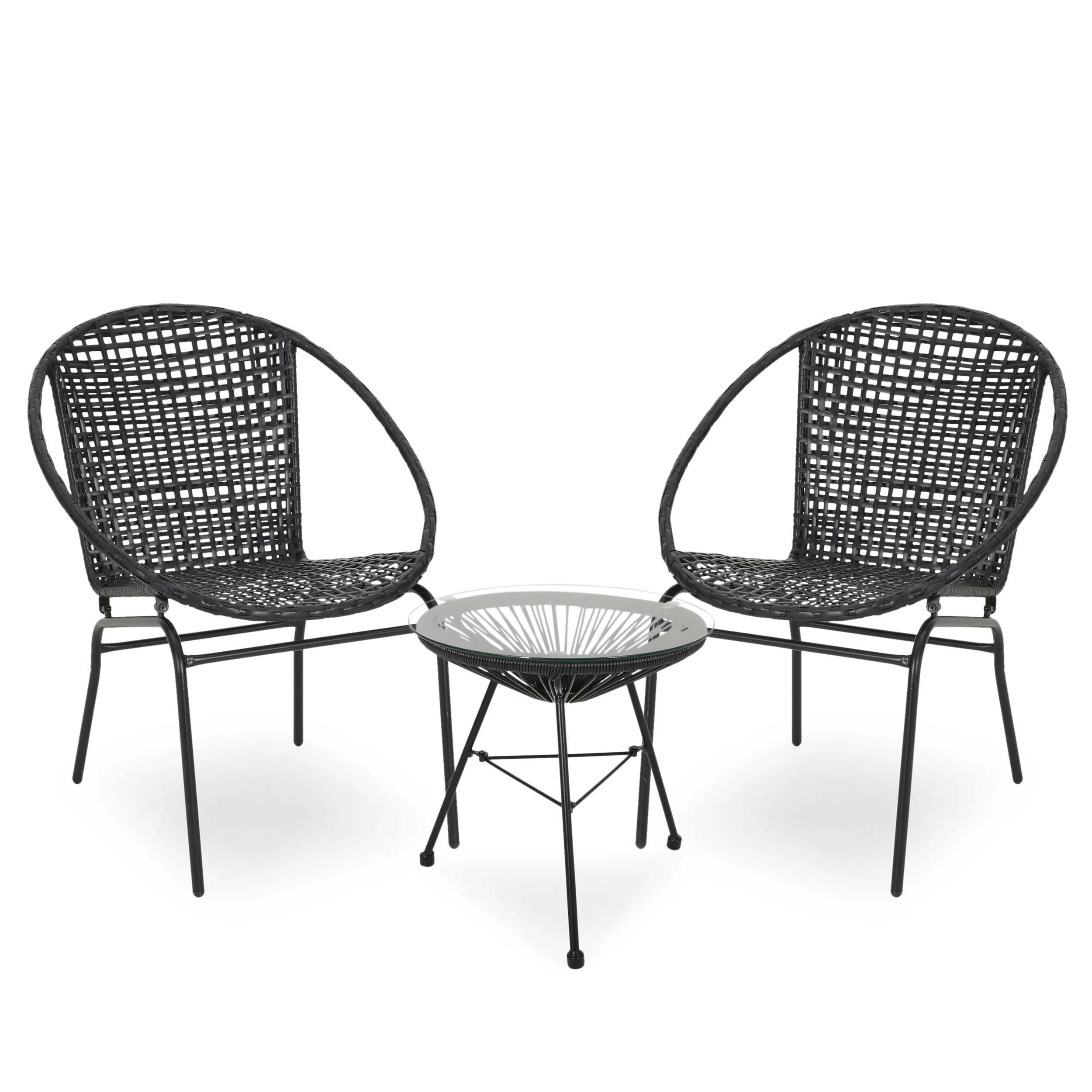 German Outdoor Modern 2 Seater Faux Rattan Chat Set - furnishings