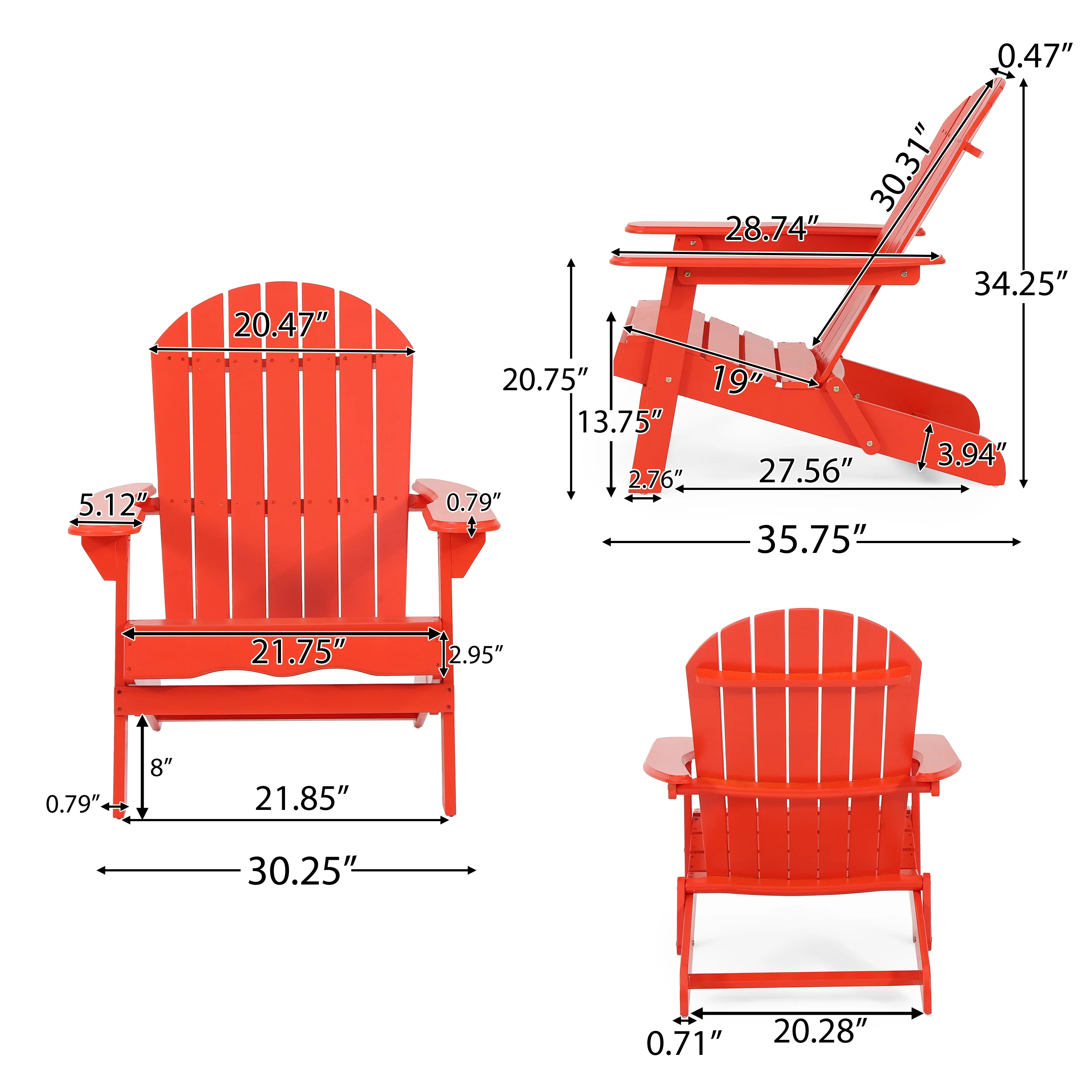 Cartagena Outdoor Acacia Wood Adirondack Chair - furnishings